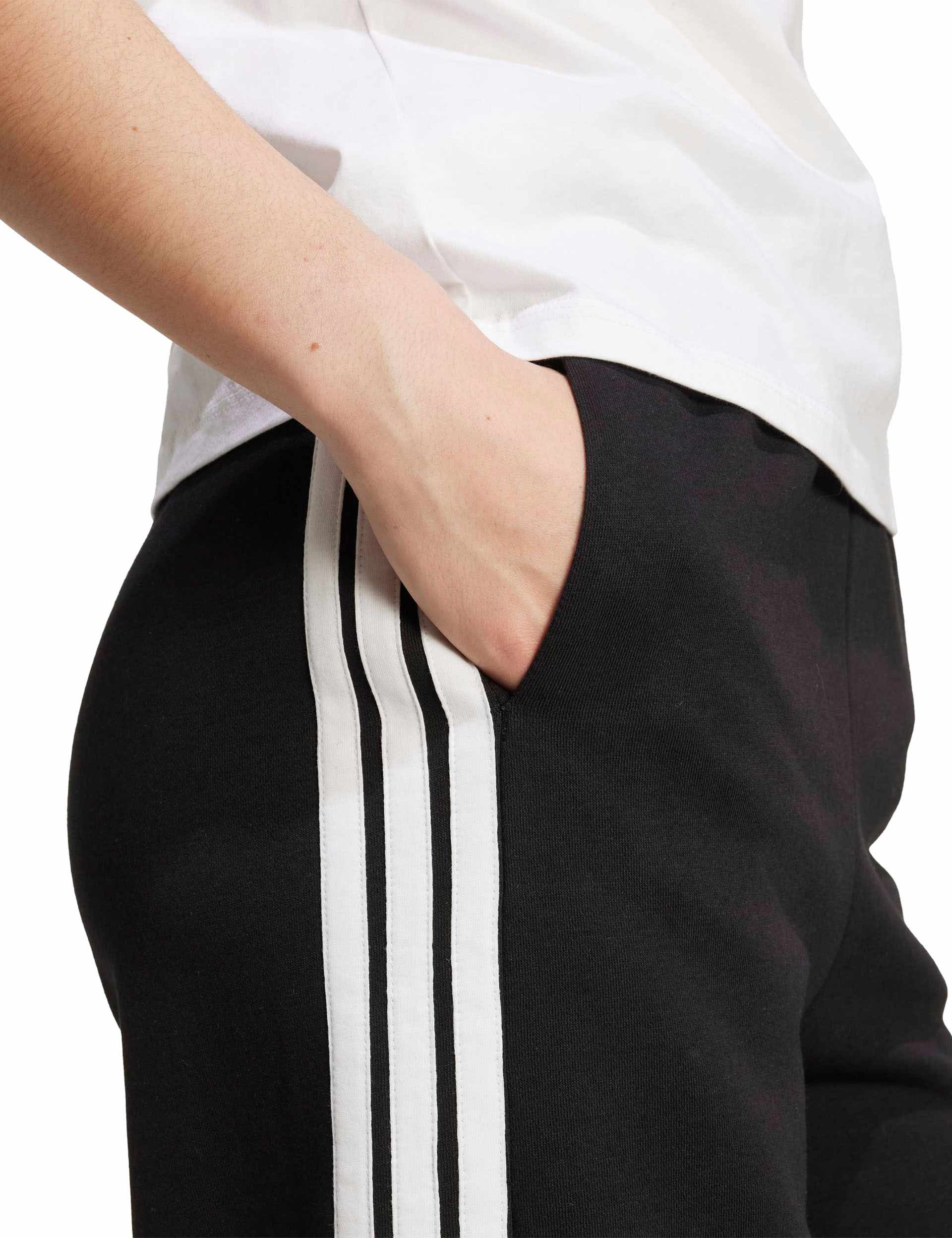 3-Stripes Fleece Wide Pant - Black - Image 3