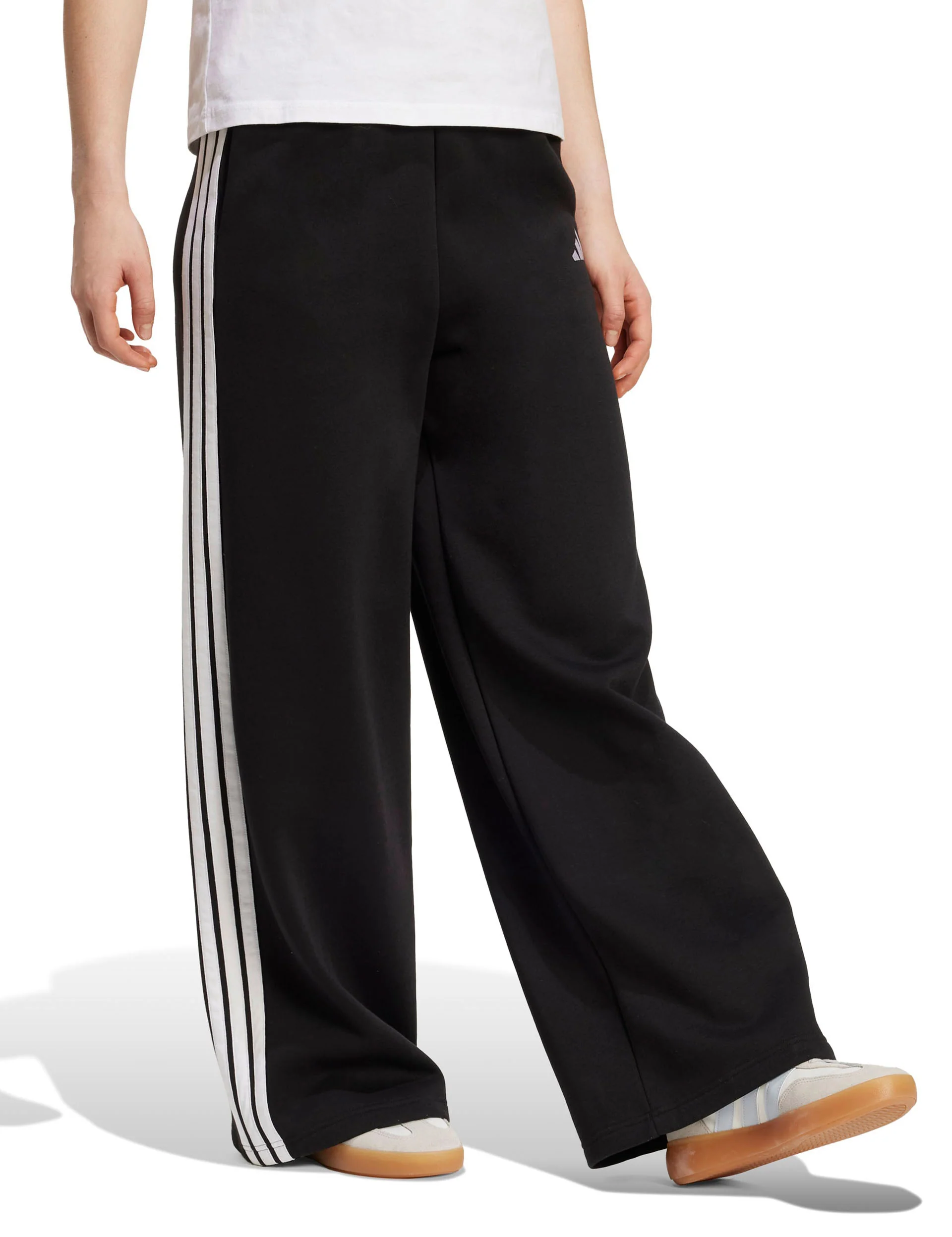 3-Stripes Fleece Wide Pant - Black - Image 5