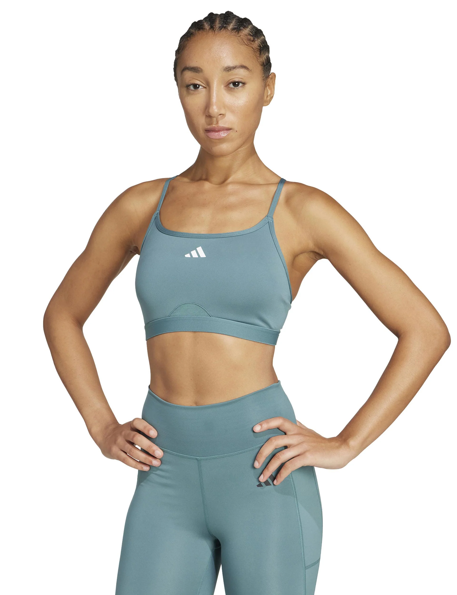 Aeroreact Training 3-Stripes Bra - Preloved Teal