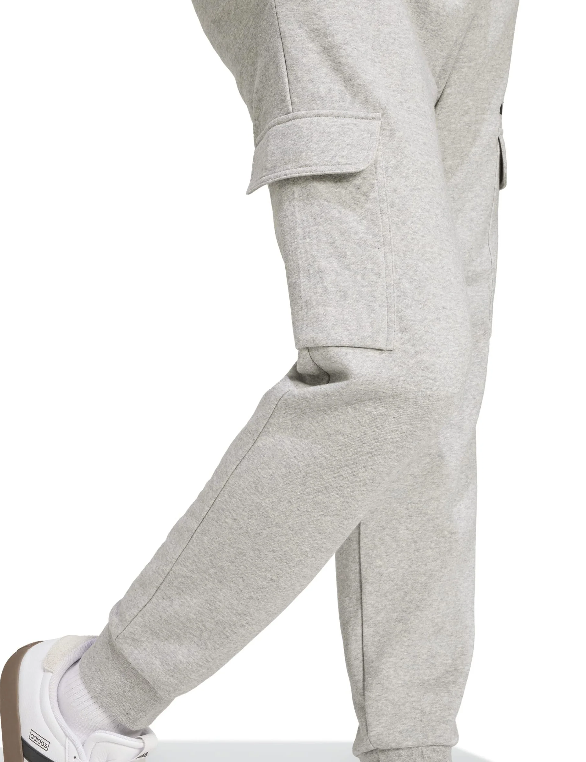 Essentials Feelcozy Fleece Cargo Joggers - Medium Grey Heather/Black - Image 4
