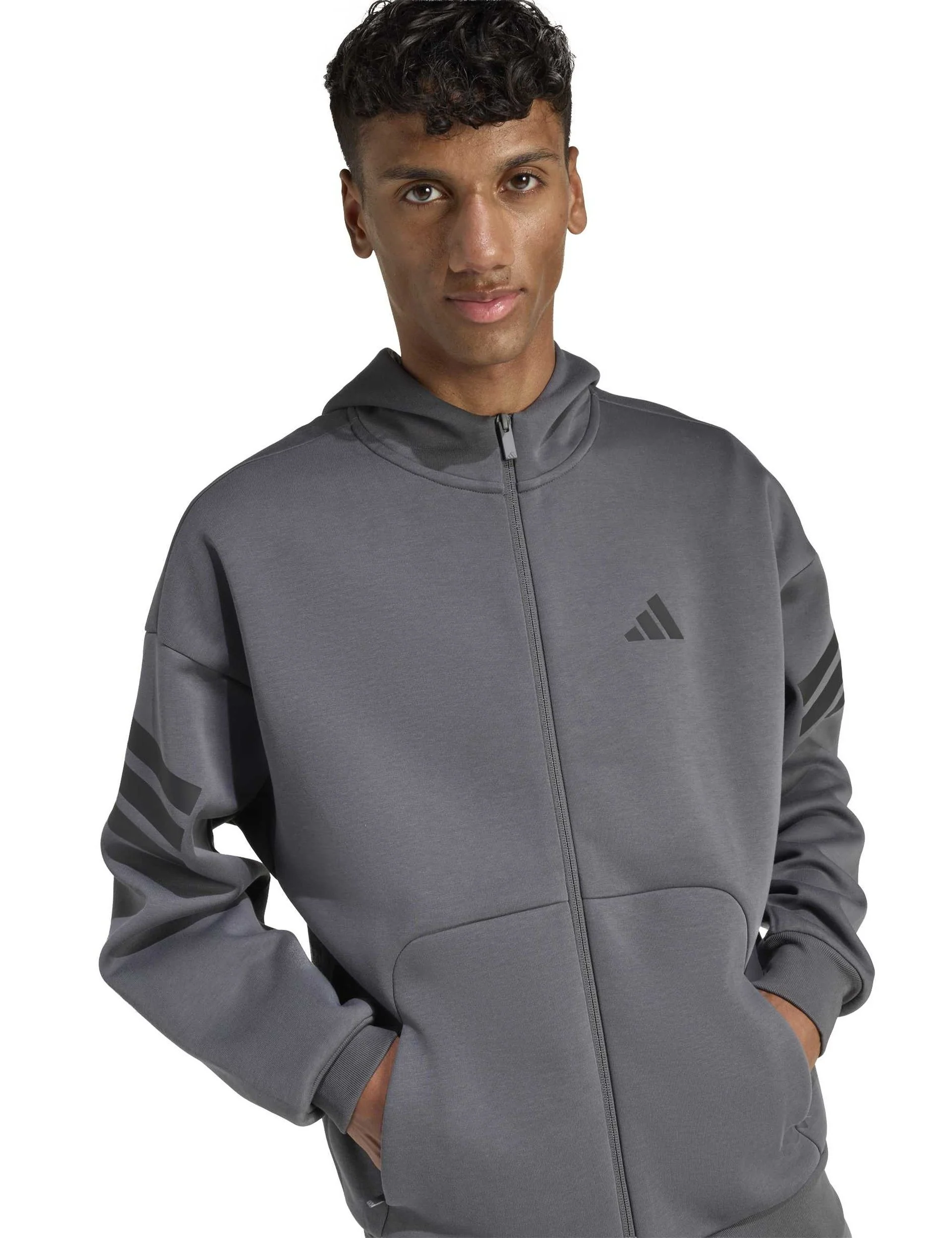 Future Icons 3-Stripes Full-Zip Hoodie - Grey - Image 3