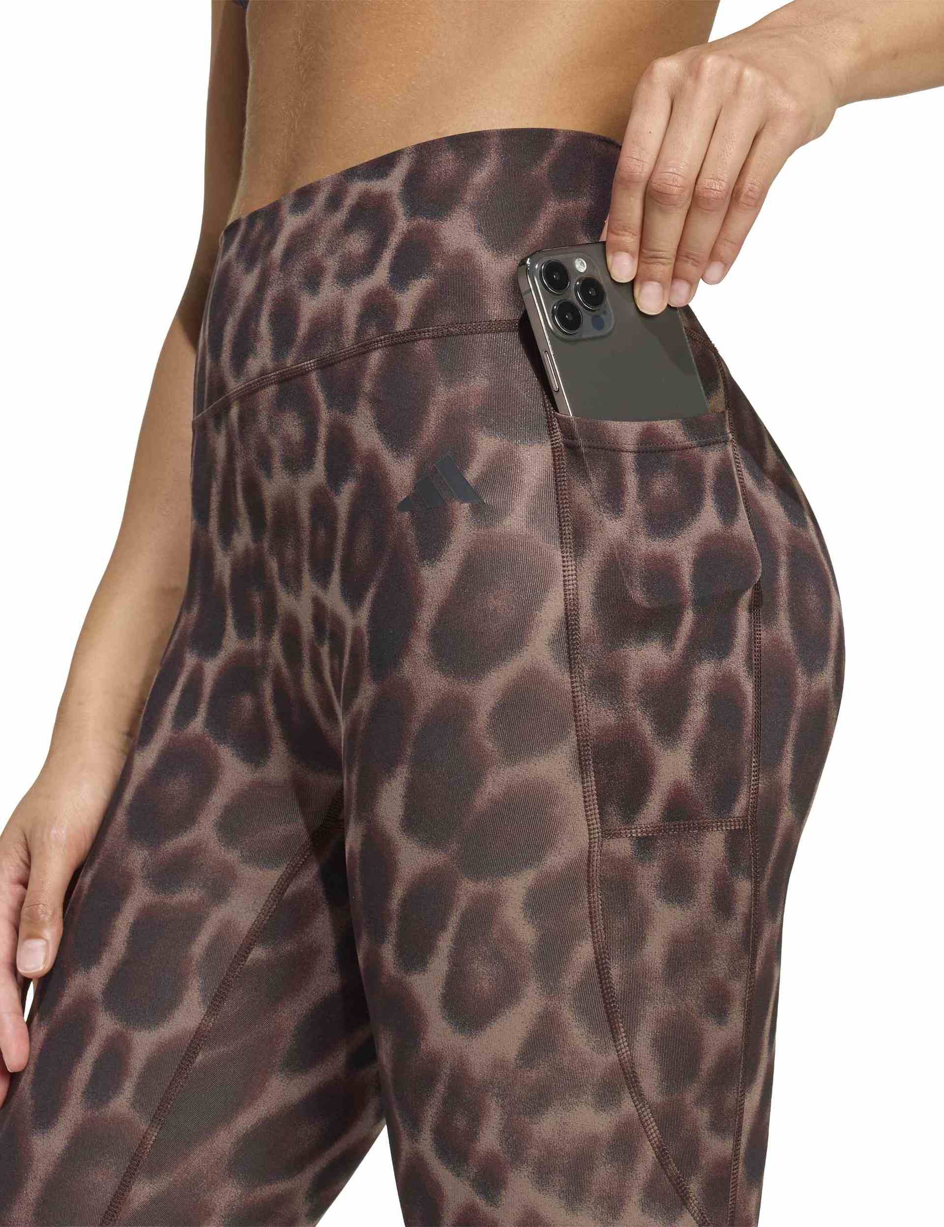 Optime Essentials Workout Leopard 7/8 Leggings - Earth Strata/Black - Image 3