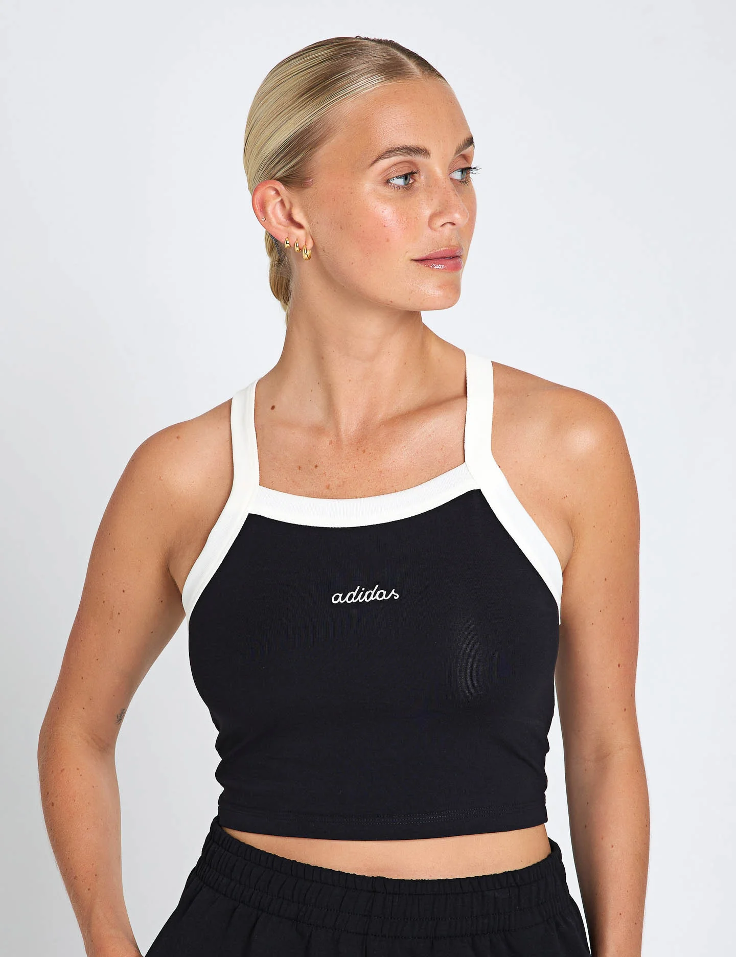 Seasonal Essentials Colorpop Tank with Embroidered Graphic - Black/Off White