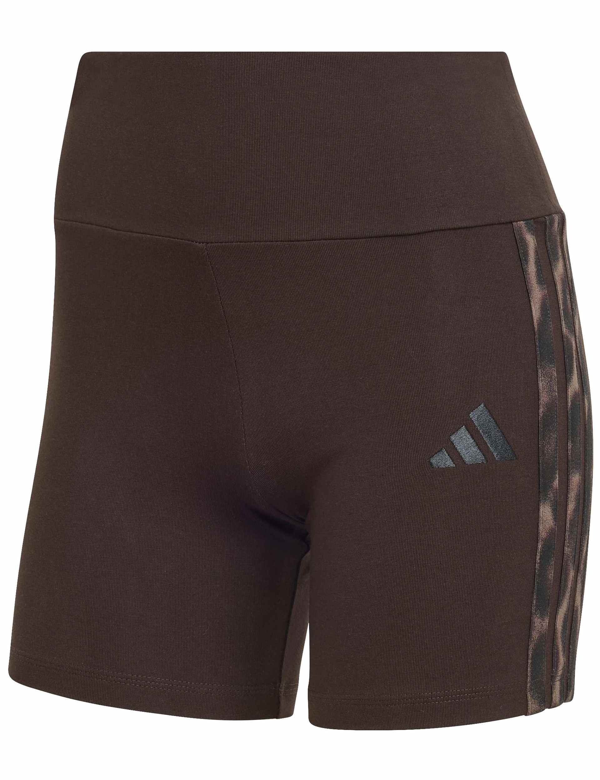 Seasonal Essentials Leopard Print Biker Shorts with 3-Stripes - Aurora Coffee/Multicolor - Image 6