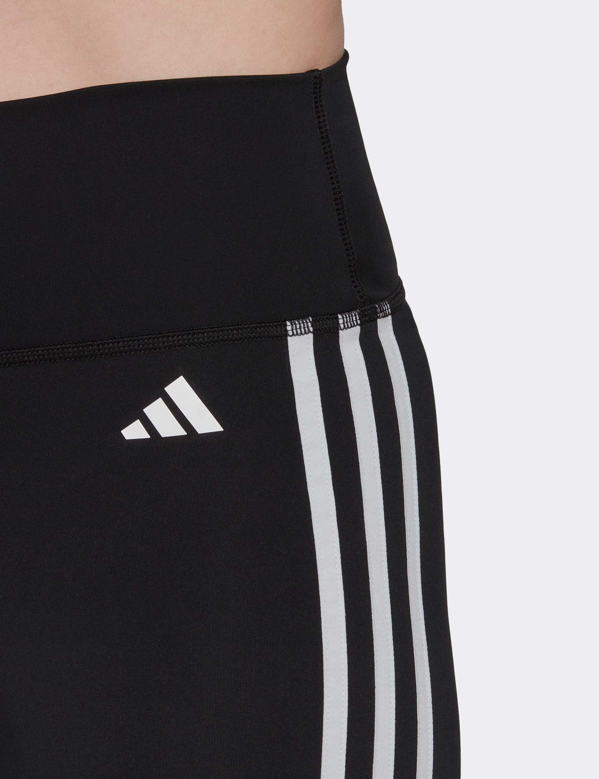 Training Essentials 3-Stripes High Waisted Short Leggings - Black - Image 3