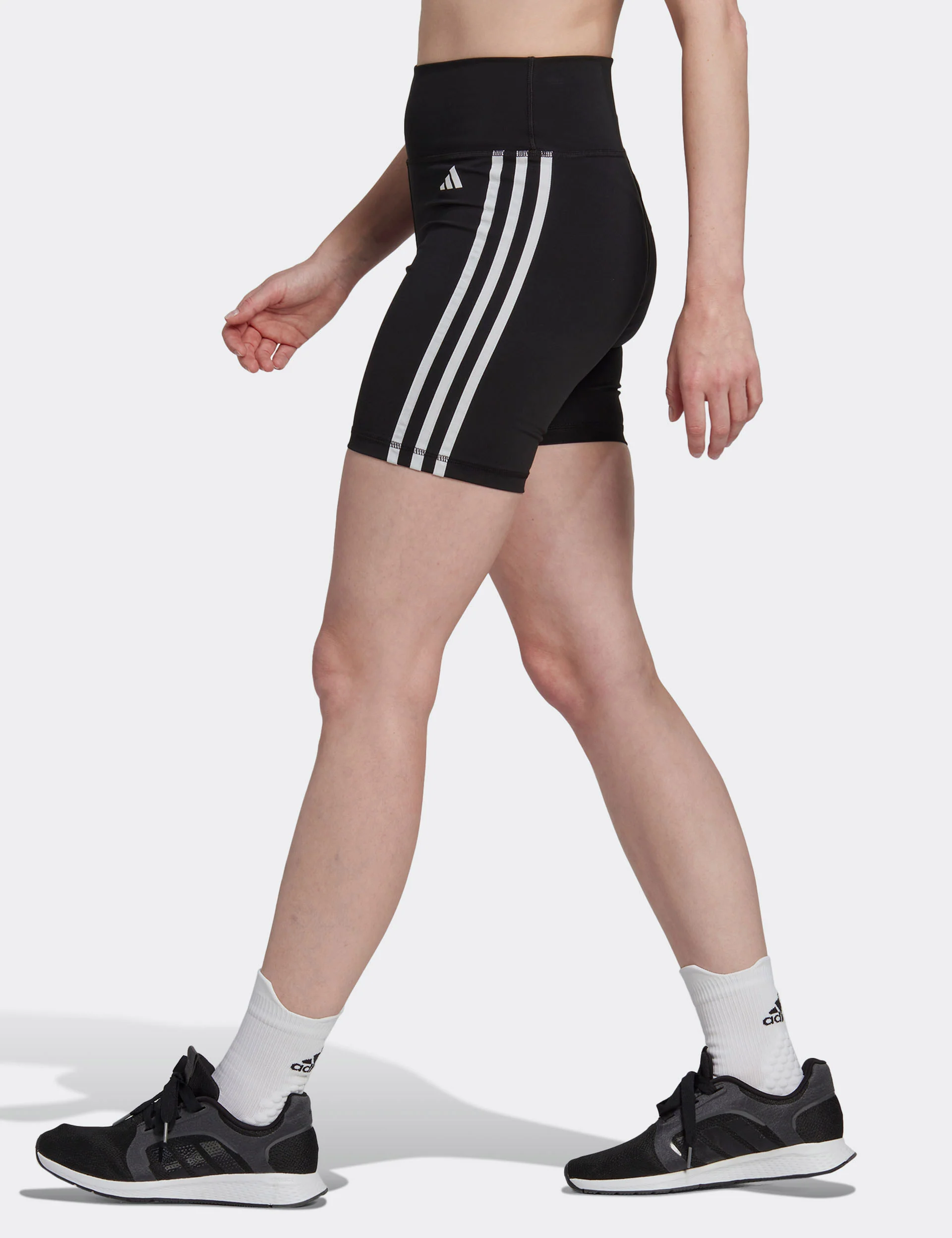Training Essentials 3-Stripes High Waisted Short Leggings - Black - Image 6