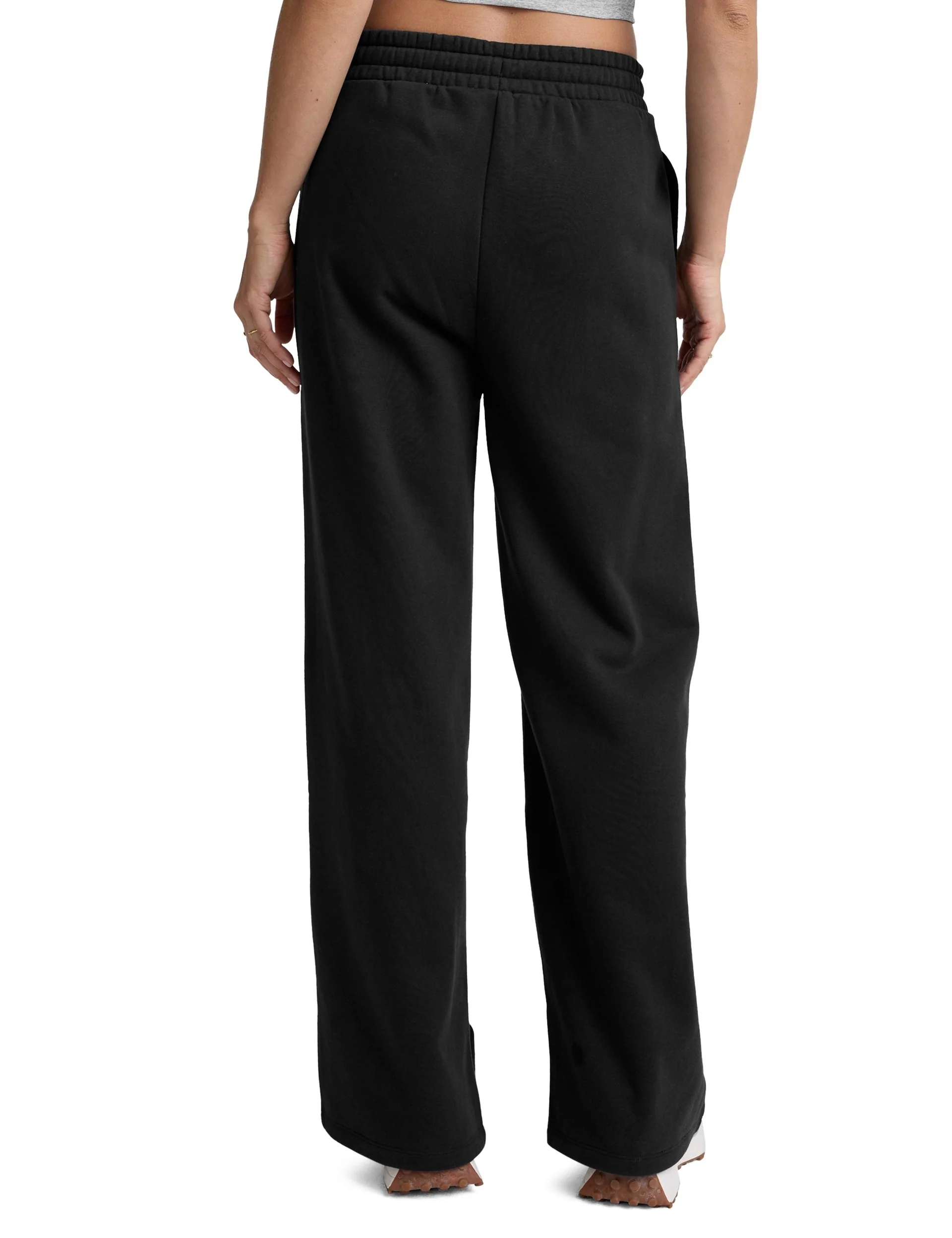 LuxeFleece Pintuck Wide Leg Pant - Black - Image 3