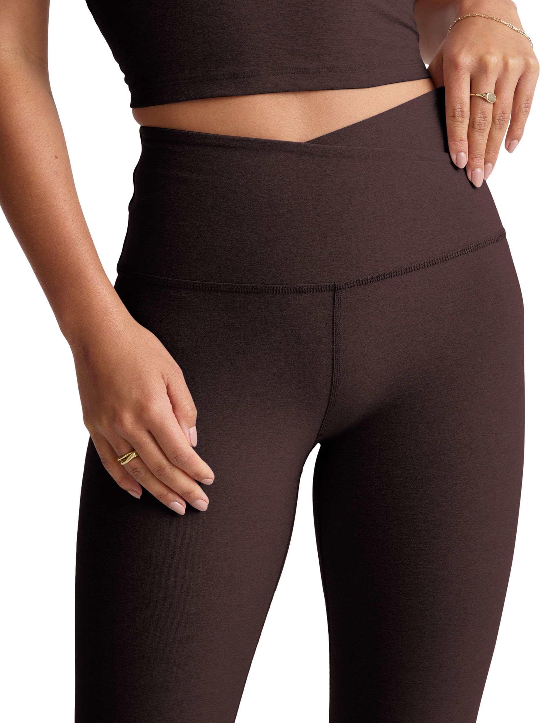 Spacedye At Your Leisure High Waisted Midi Legging - Dark Chocolate Heather - Image 4