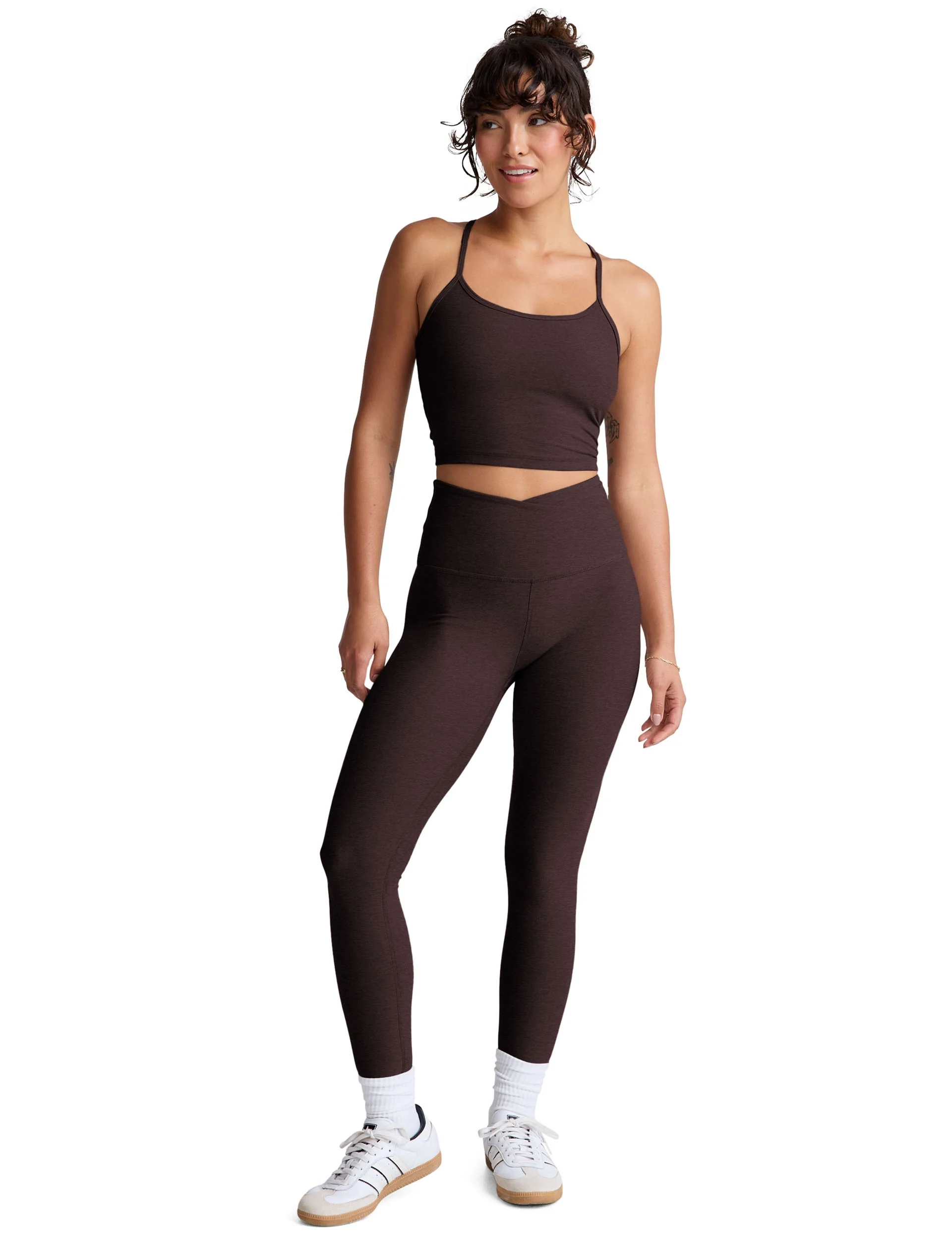 Spacedye At Your Leisure High Waisted Midi Legging - Dark Chocolate Heather - Image 5