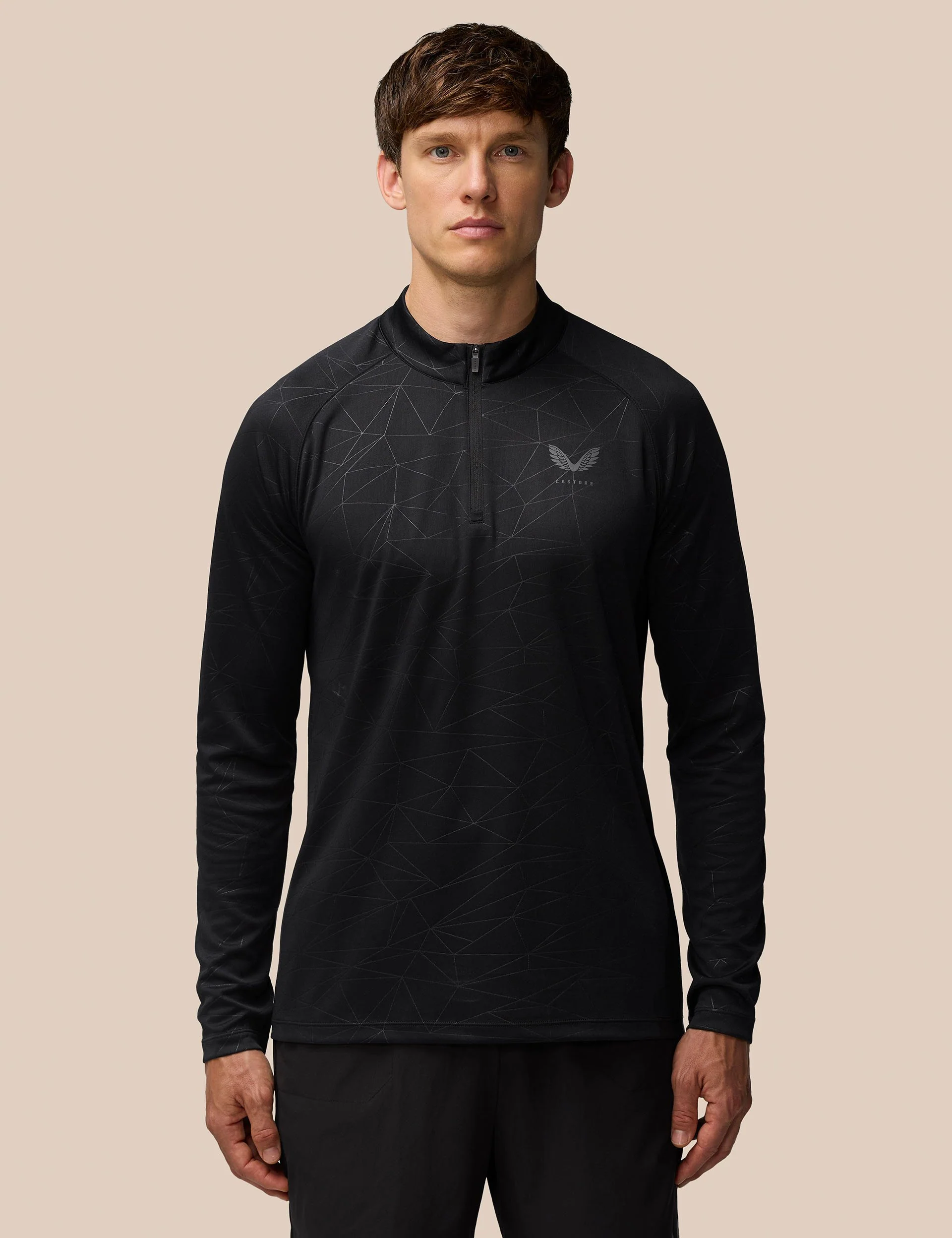 Aop 1/4 Zip Longsleeve Top - Black/Gunmetal