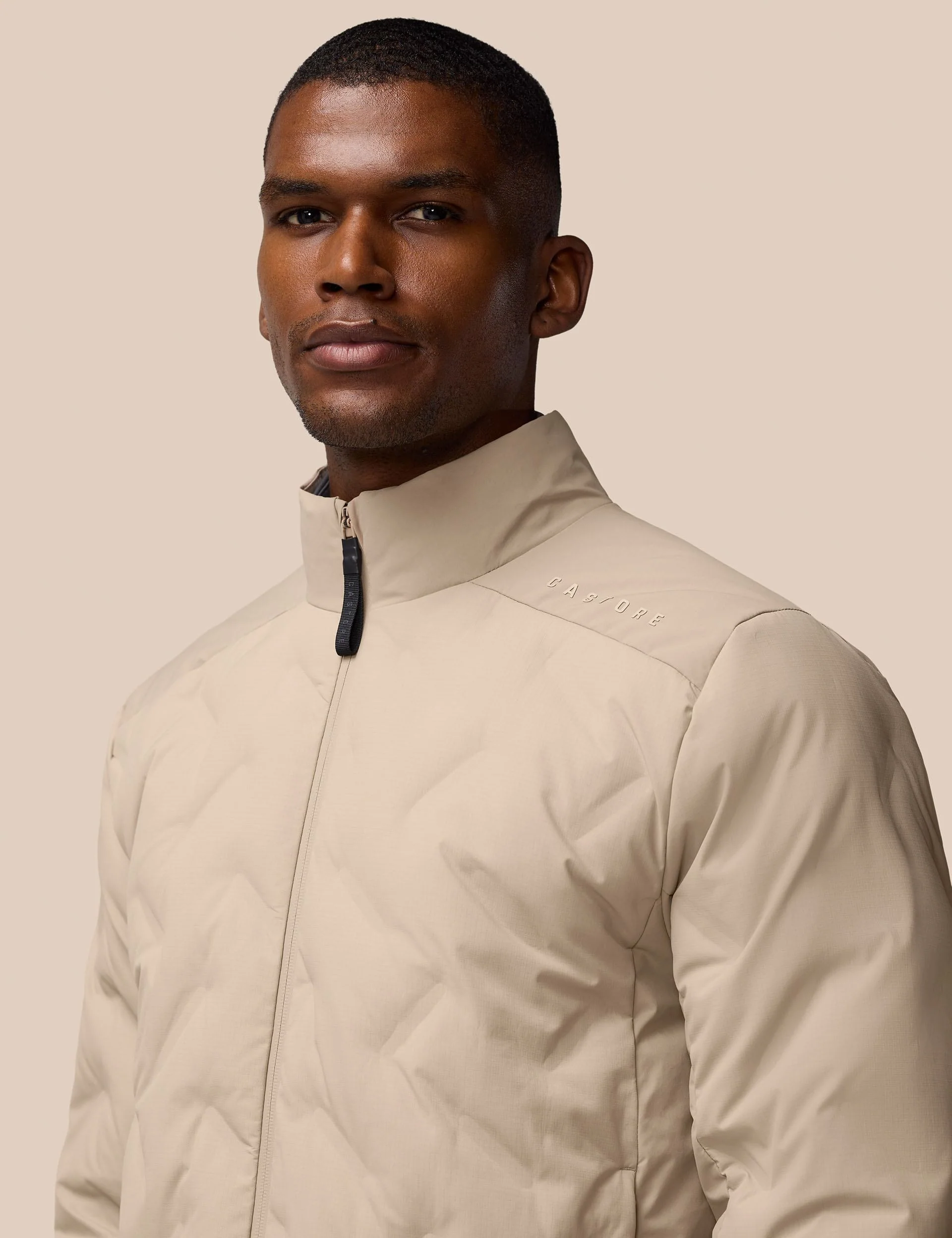 Lightweight Wadded Zip Jacket - Mushroom/Black - Image 4