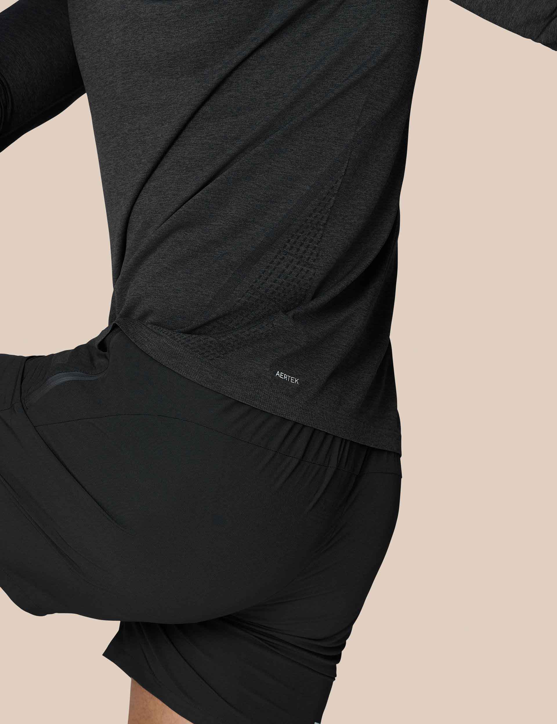 Seamless 1/4 Zip Long Sleeve Top - Black/White - Image 4