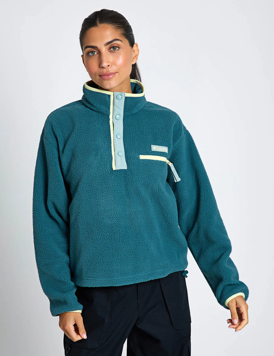 Helvetia II Cropped Sherpa Half Snap Fleece - Everblue/Crushed Blue/Citron Haze