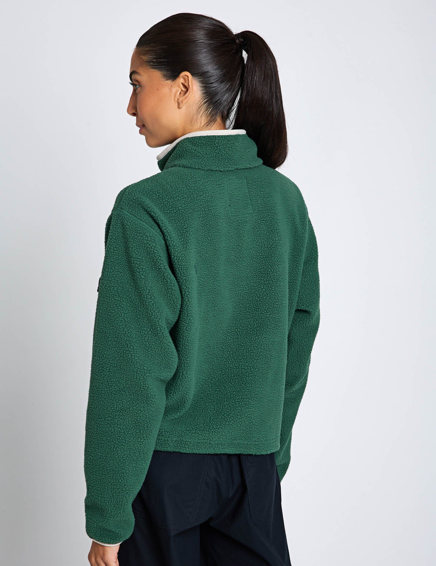 Helvetia II Cropped Sherpa Half Snap Fleece - Rain Forest/Collegiate Navy/Dark Stone - Image 2