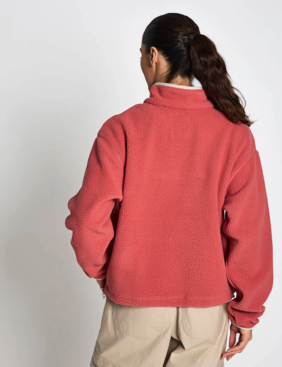 Helvetia II Cropped Sherpa Half Snap Fleece - Washed Red - Image 2