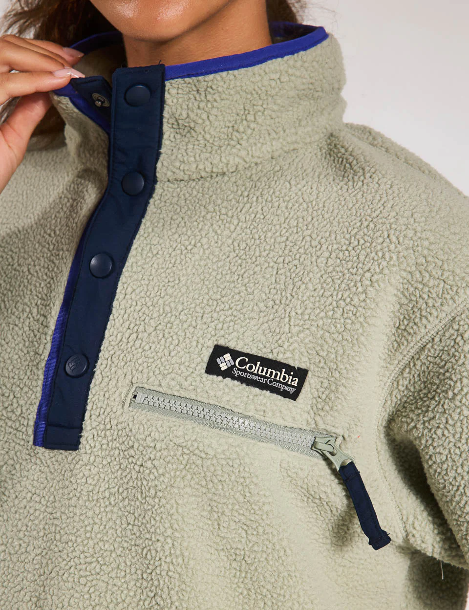 Helvetia II Cropped Sherpa Half Snap Fleece - Safari - Image 3