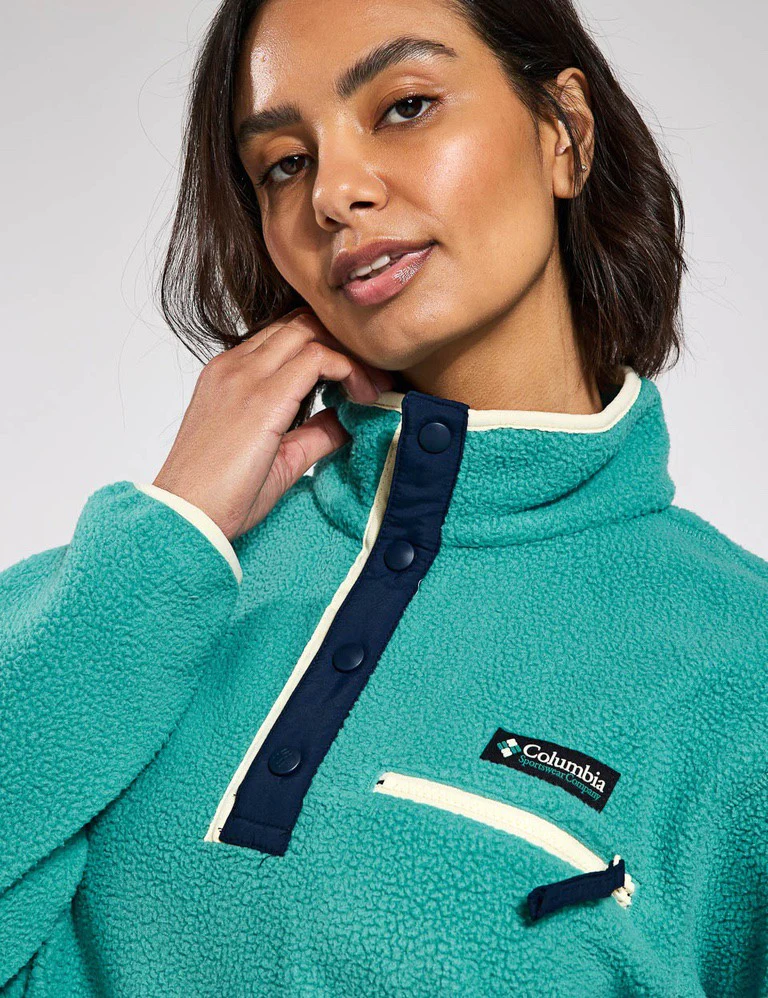 Helvetia II Cropped Sherpa Half Snap Fleece - Teal - Image 3