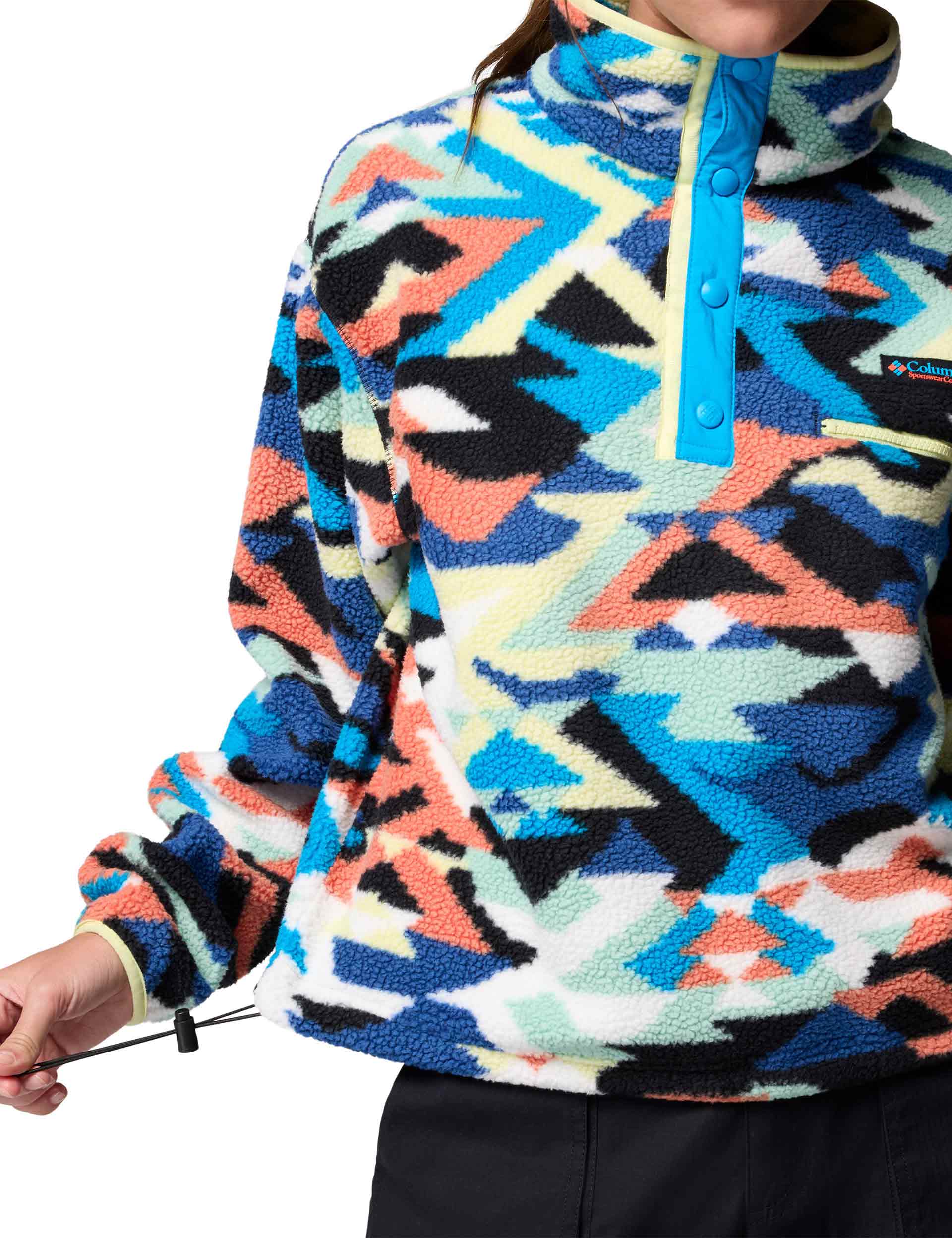 Helvetia II Cropped Sherpa Half Snap Printed Fleece - Compass Blue Reflections/Compass Blue - Image 3