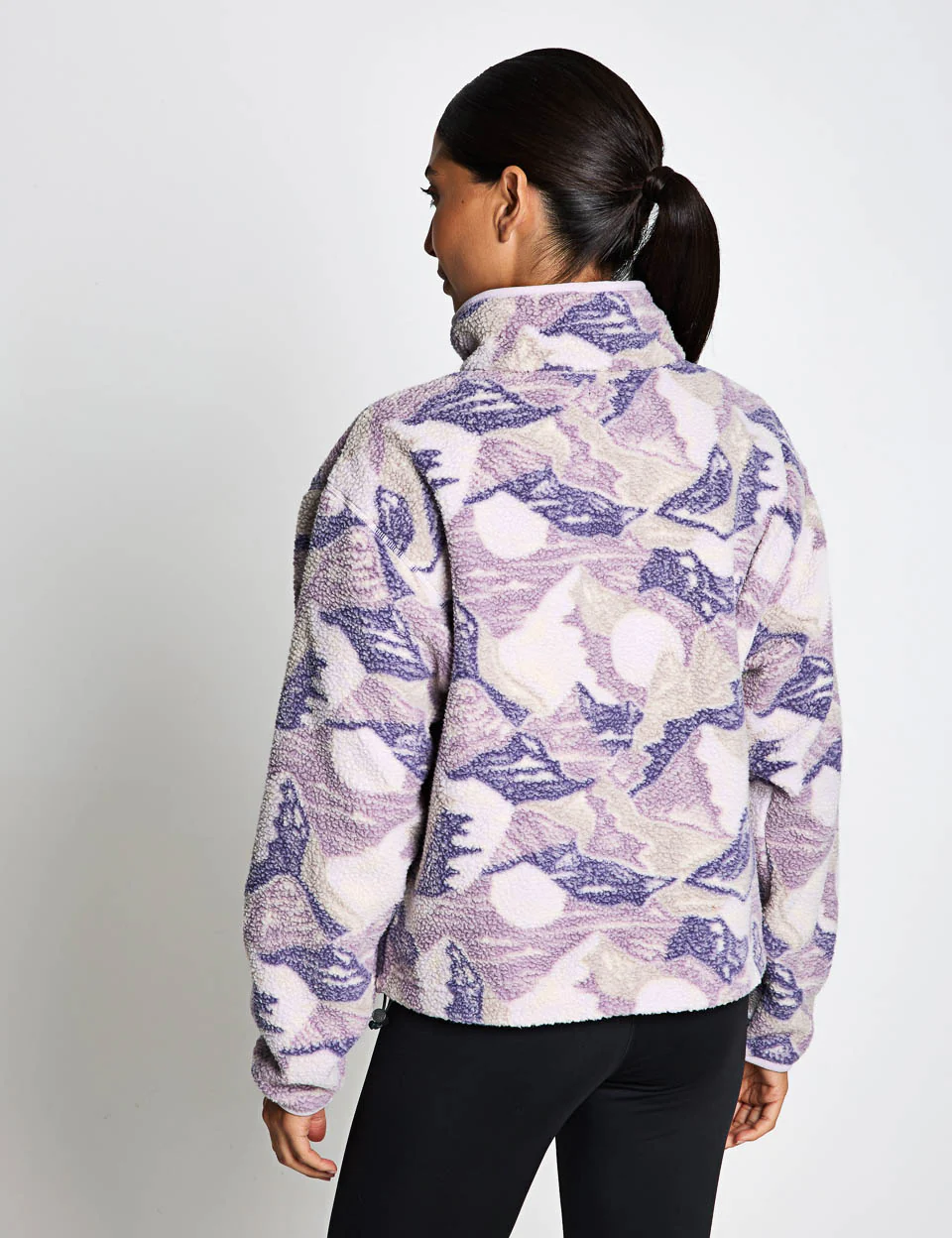 Helvetia II Cropped Sherpa Half Snap Printed Fleece - Lavender Pearl/Sunscape - Image 2