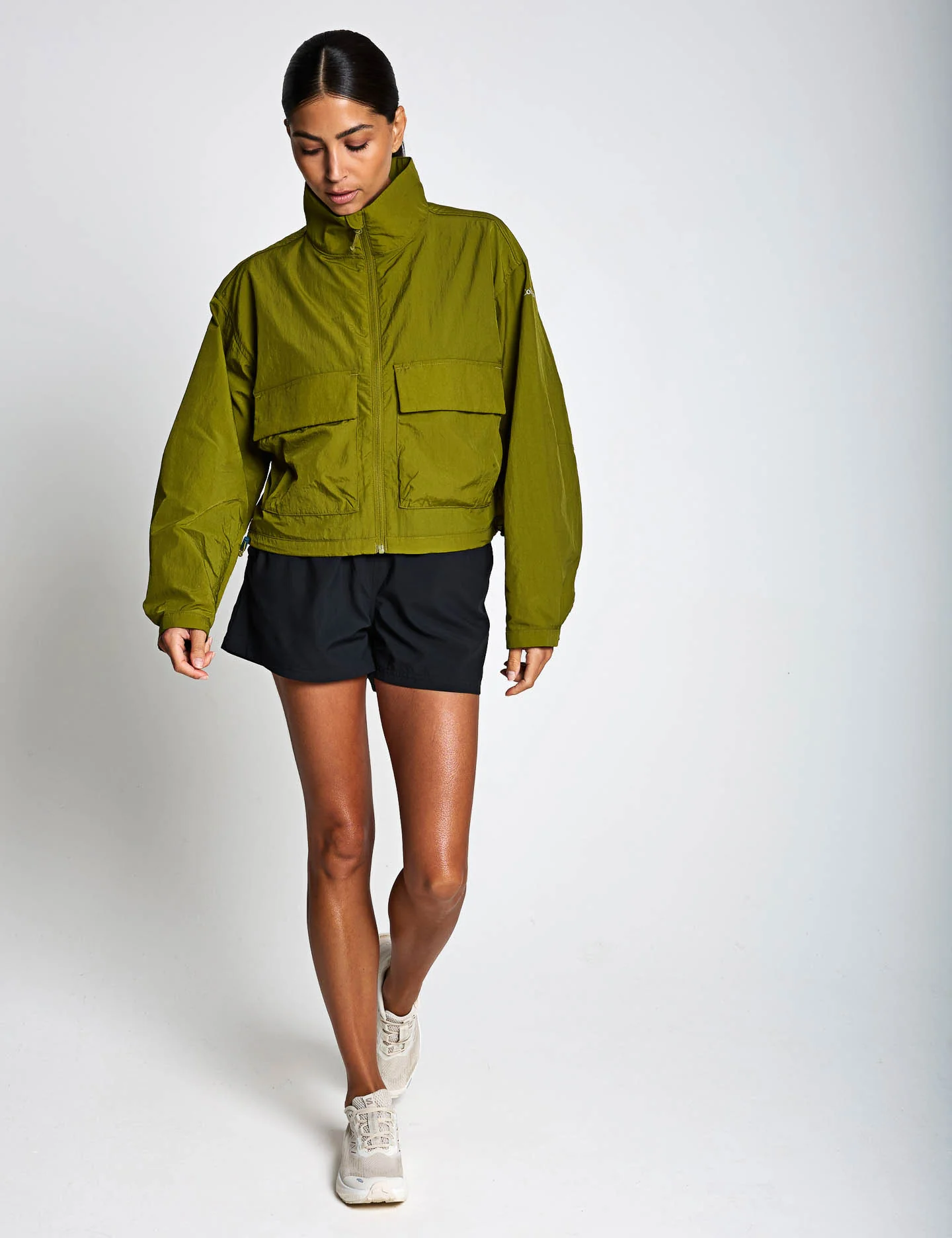 Paracutie Cropped Cargo Windbreaker - Mossy Green - Image 6