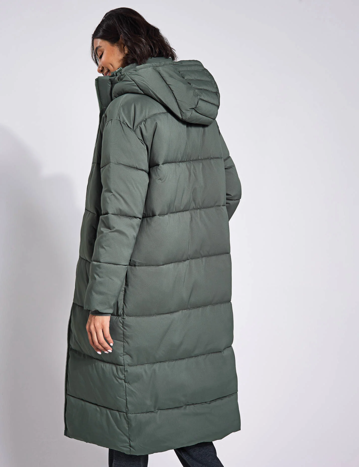 Long Puffer Jacket - Thyme - Image 2