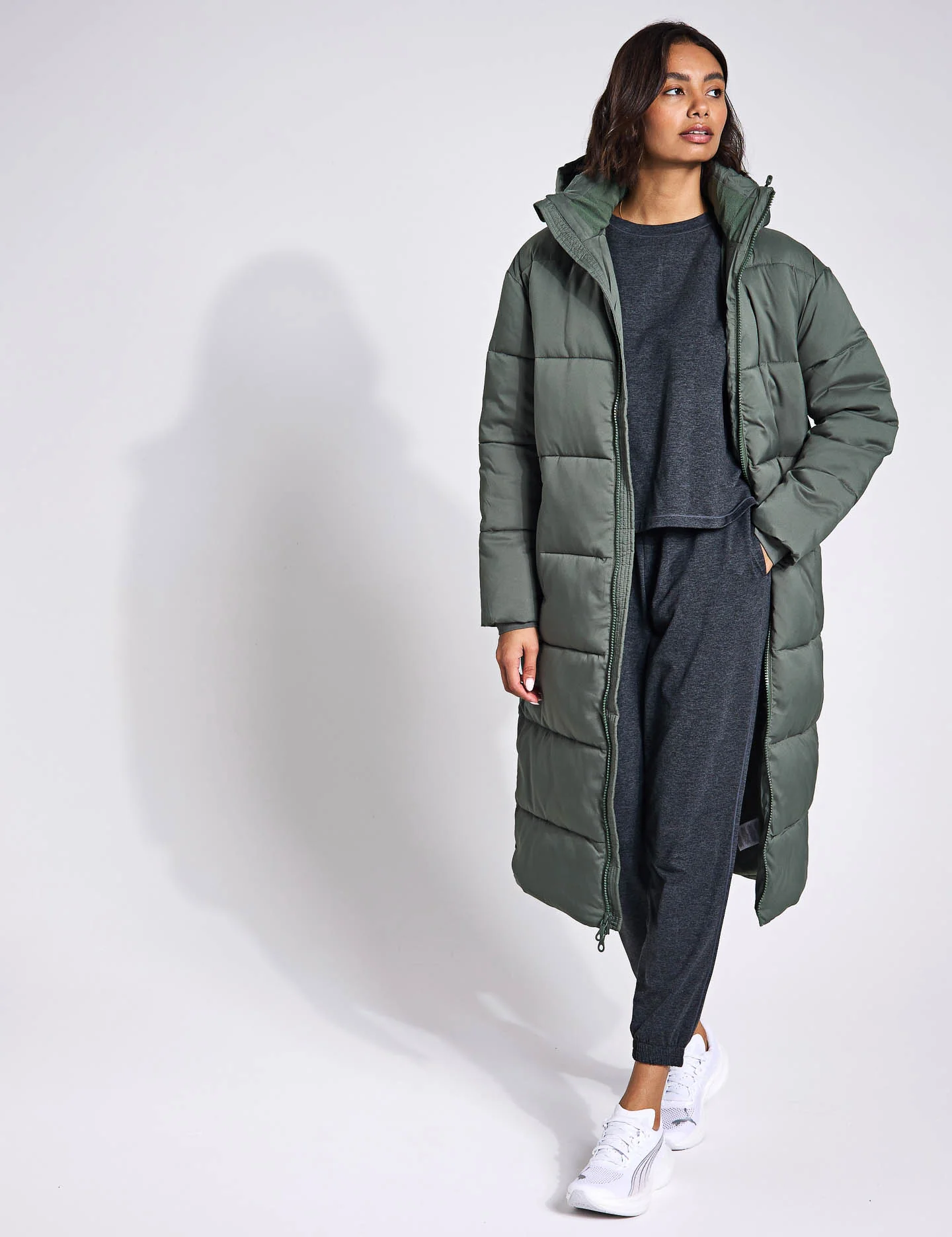Long Puffer Jacket - Thyme - Image 6