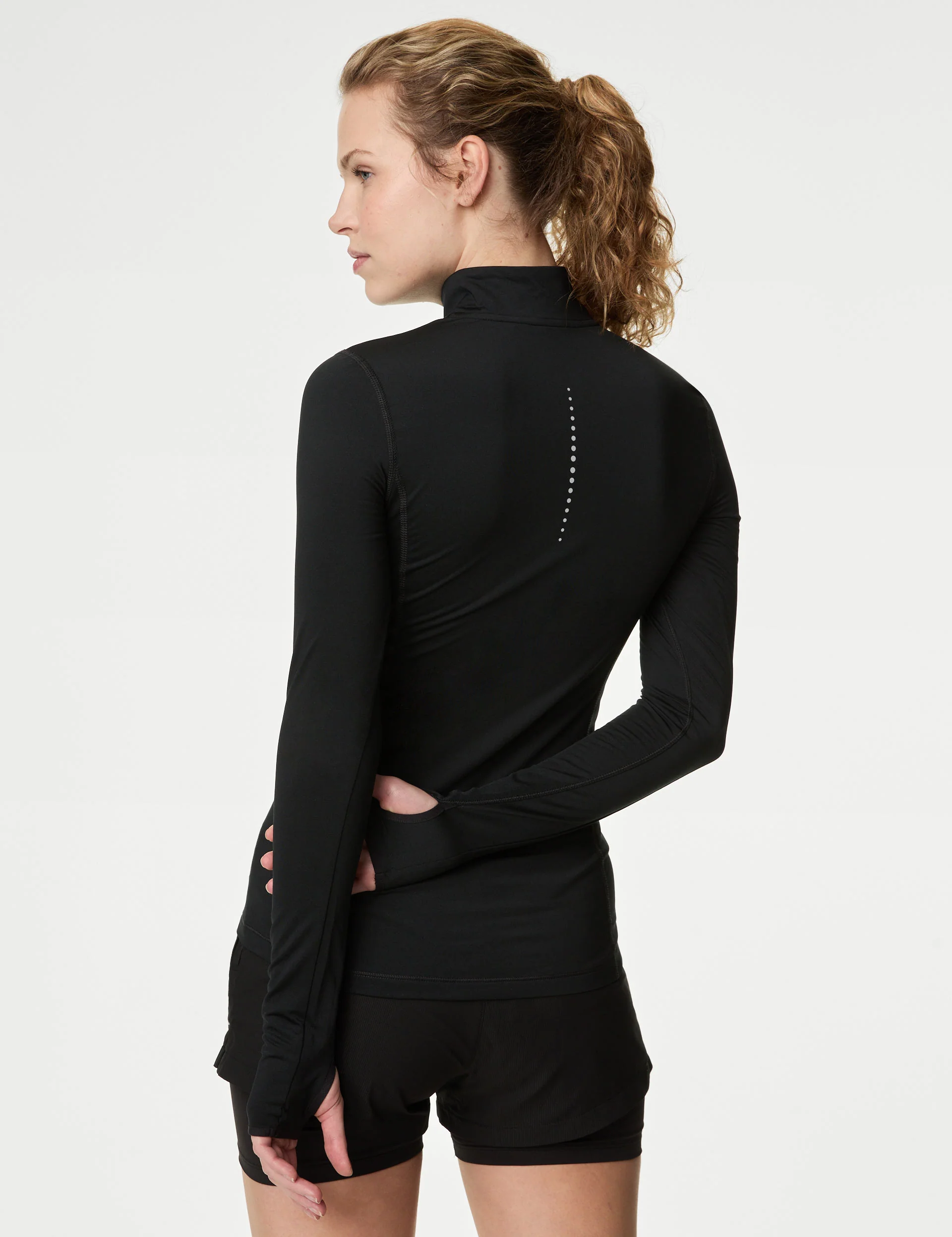 HALF ZIP RUN TOP BLACK - Image 2