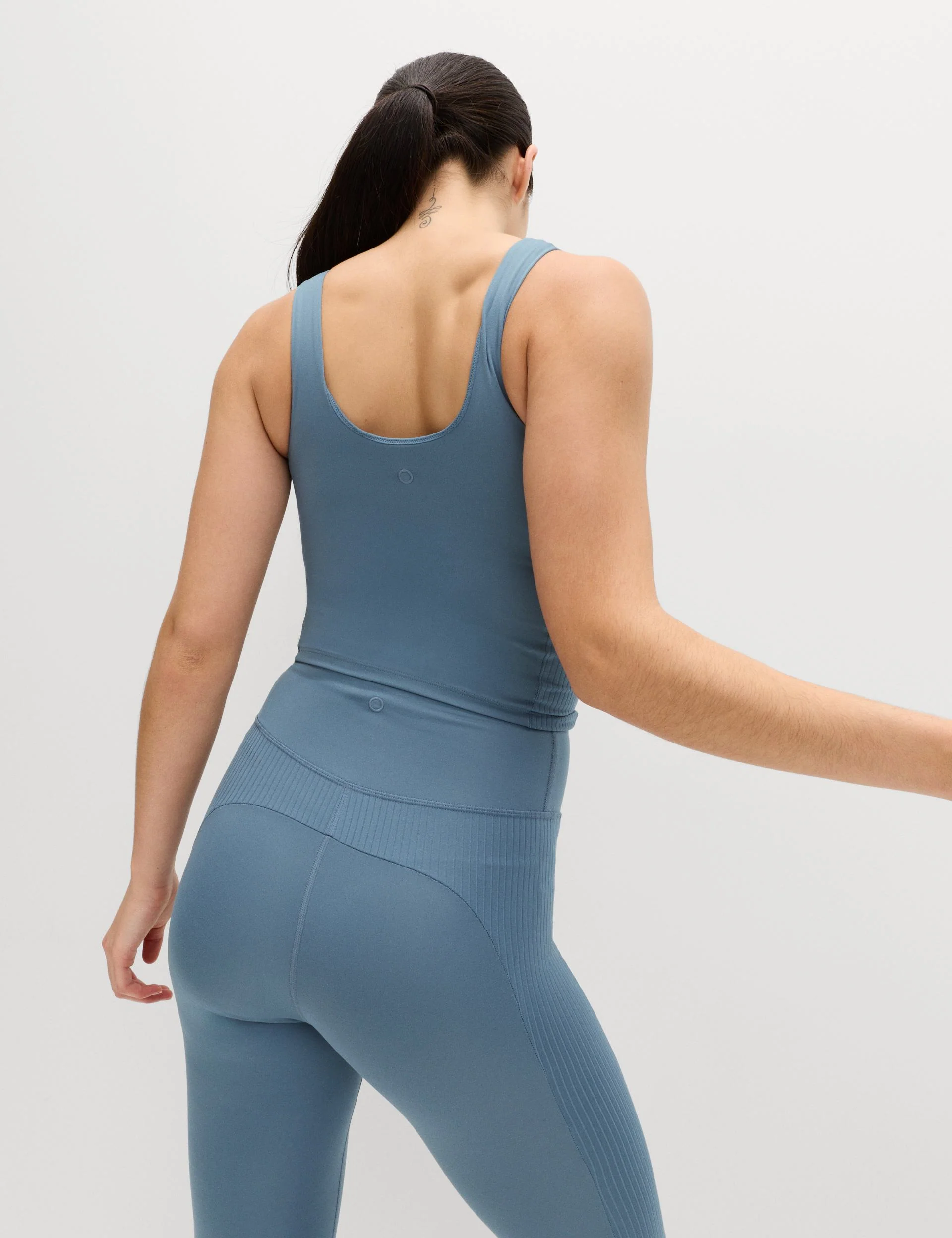 Go Balance Rib Panel Fitted Crop Vest - Slate Blue - Image 2