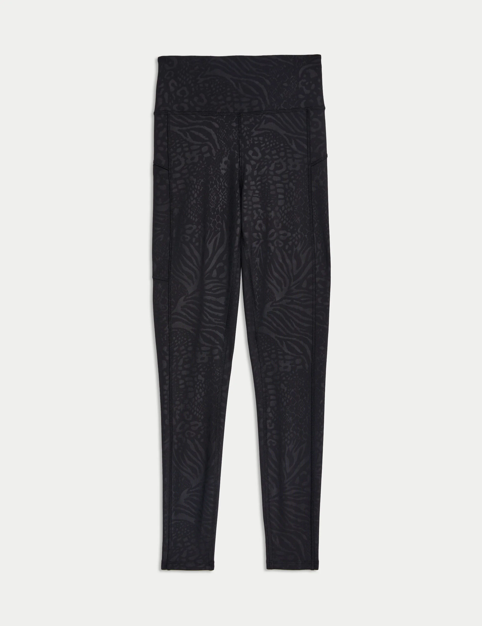 Go Move Printed Embossed High Waisted Gym Leggings - Black - Image 8