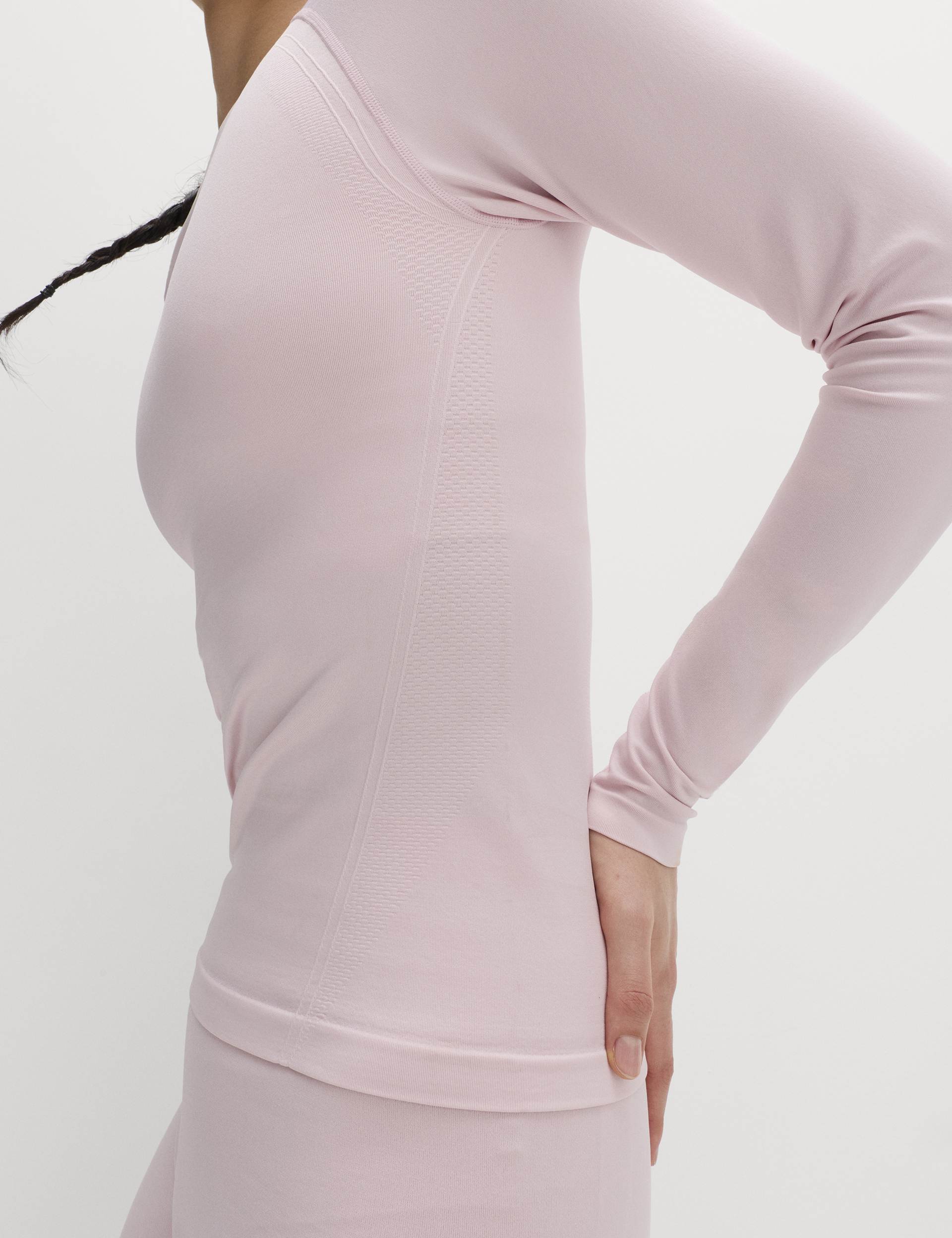 Jacquard Crew Neck Top - Pale Pink - Image 2
