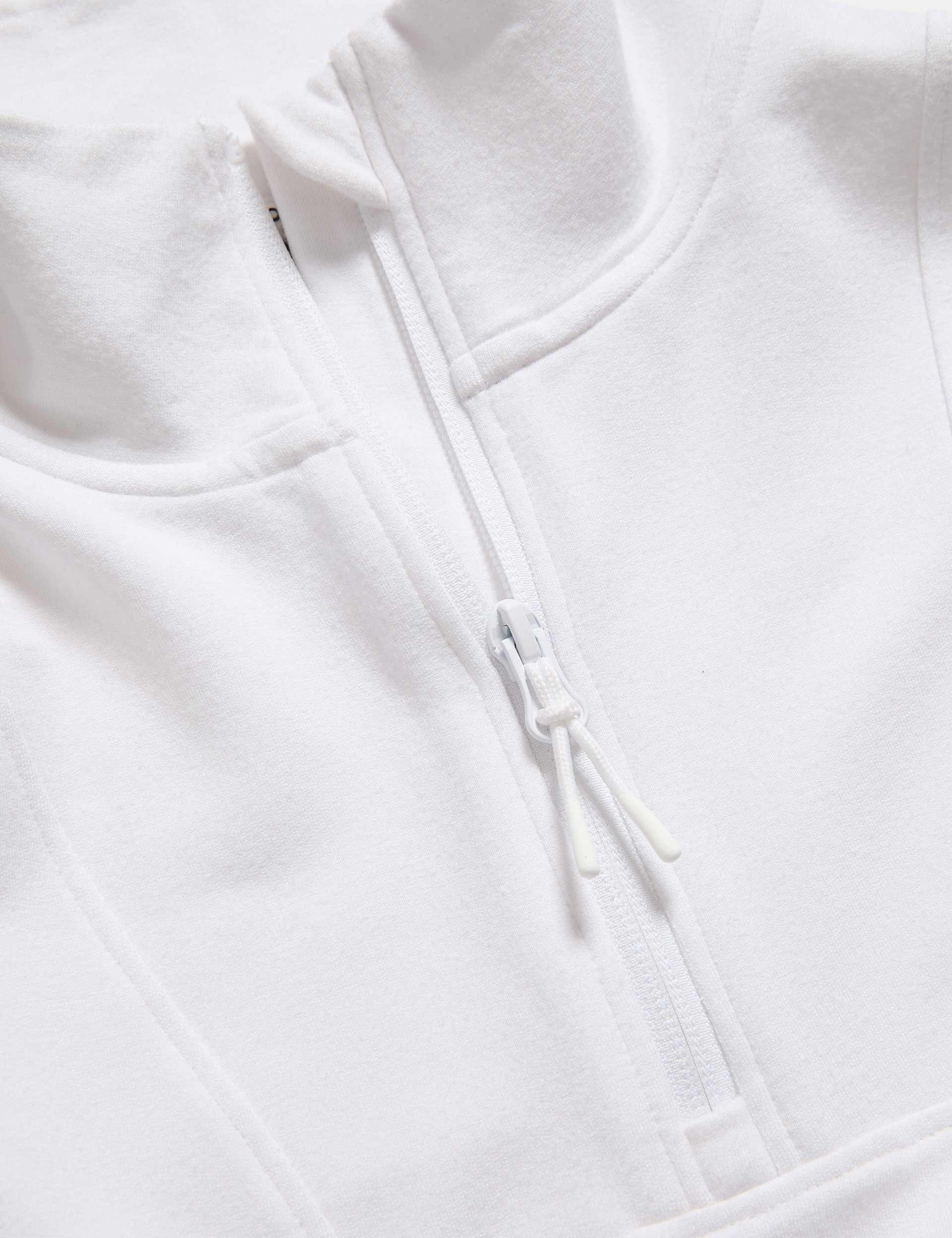 Modal Rich Funnel Neck Half Zip Top - White - Image 5