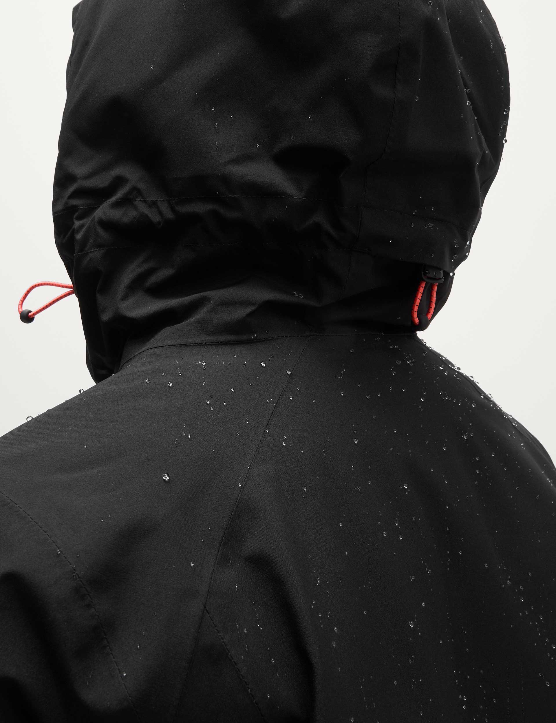 Padded Waterproof Hooded Jacket - Black - Image 4