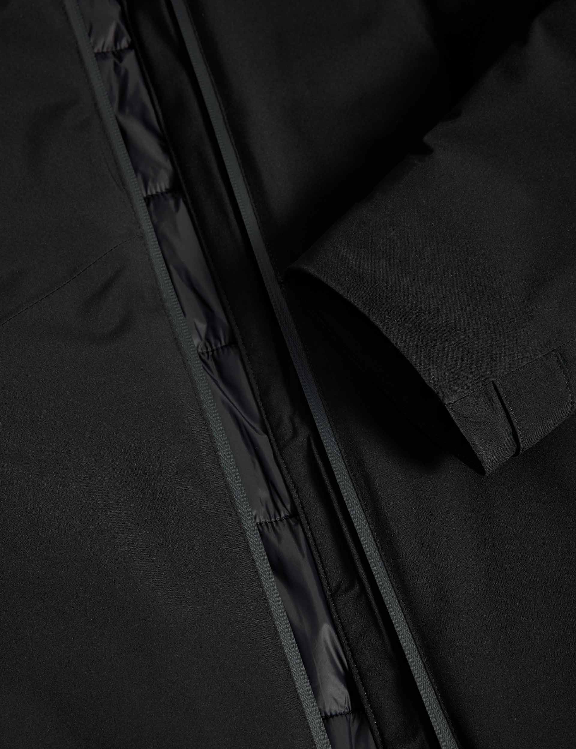 Padded Waterproof Hooded Jacket - Black - Image 5