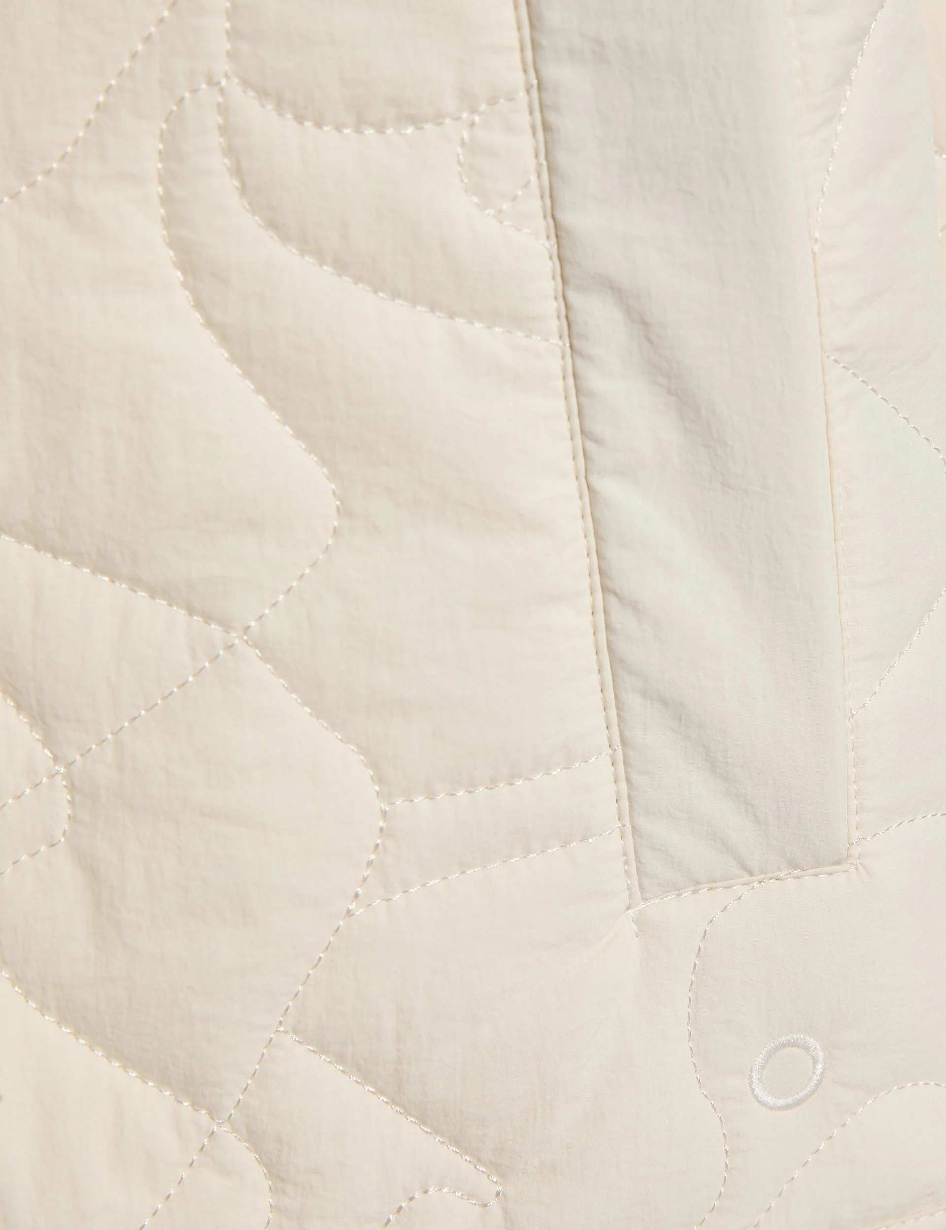 Quilted Lightweight Collarless Jacket - Ivory - Image 5