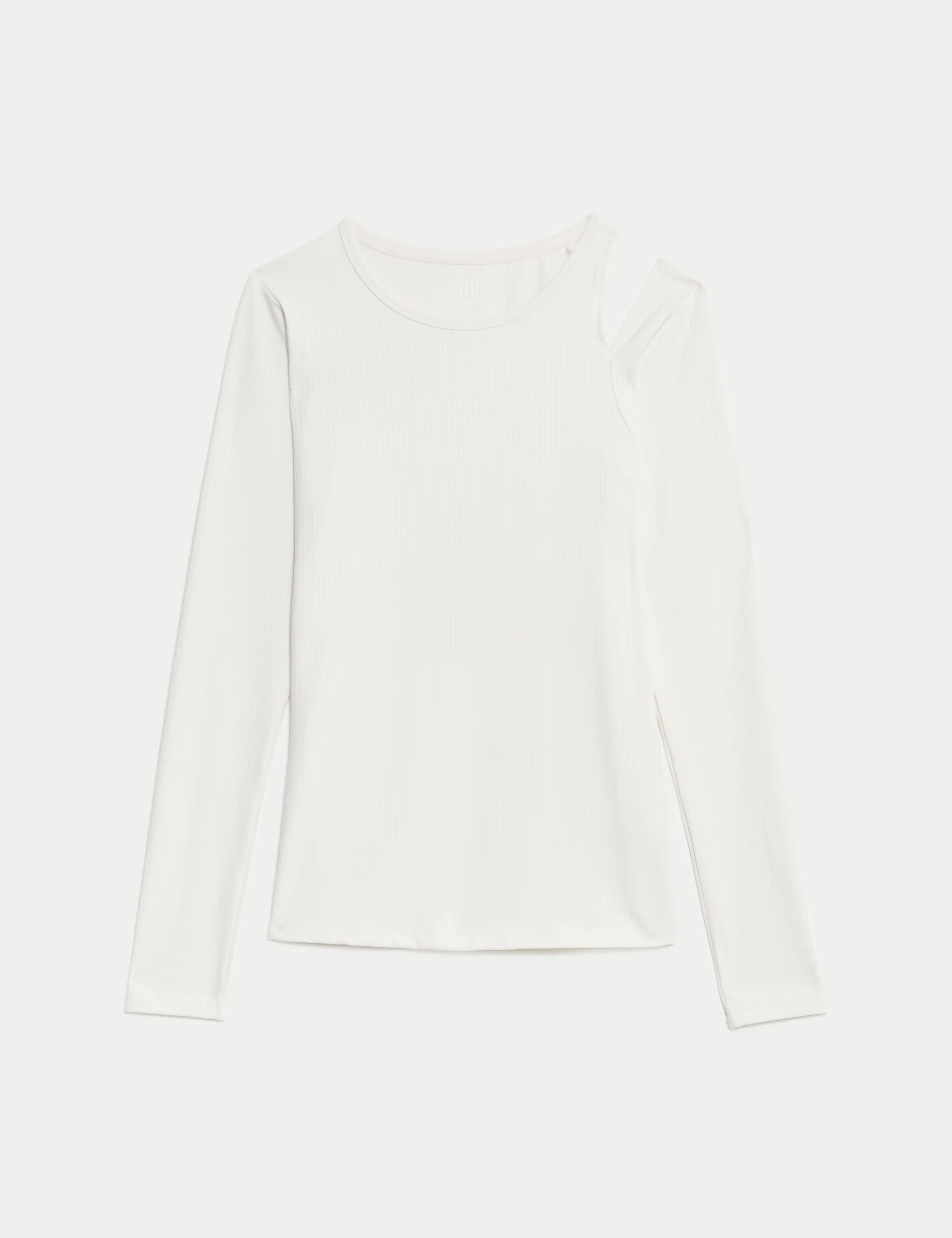 Rib Cold Shoulder Fitted Yoga Top - Ivory - Image 7