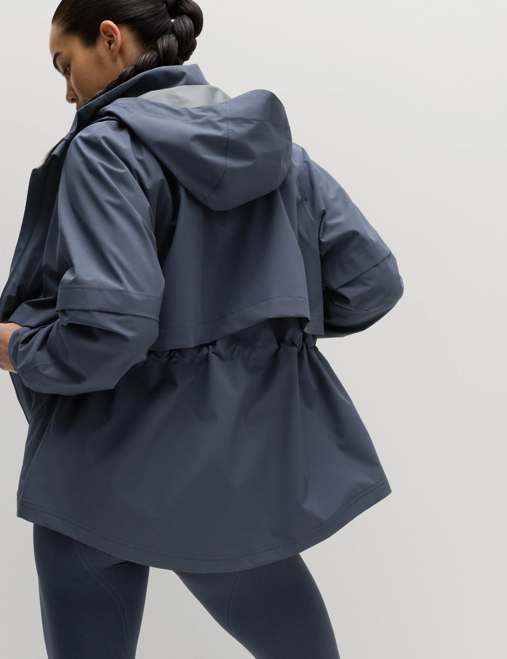 Waterproof Hooded Longline Jacket - Nightshade - Image 3