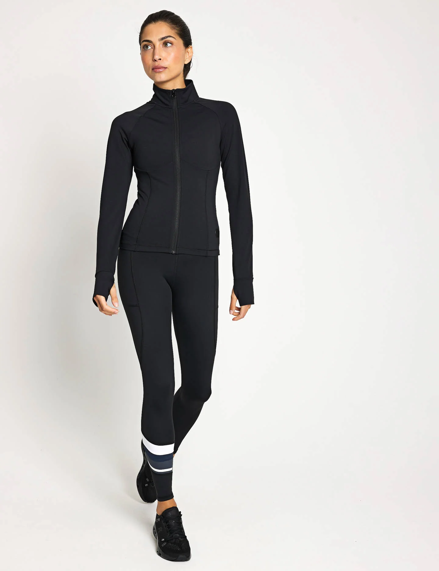 Zuri Contoured Zip Thru Top - Black - Image 4