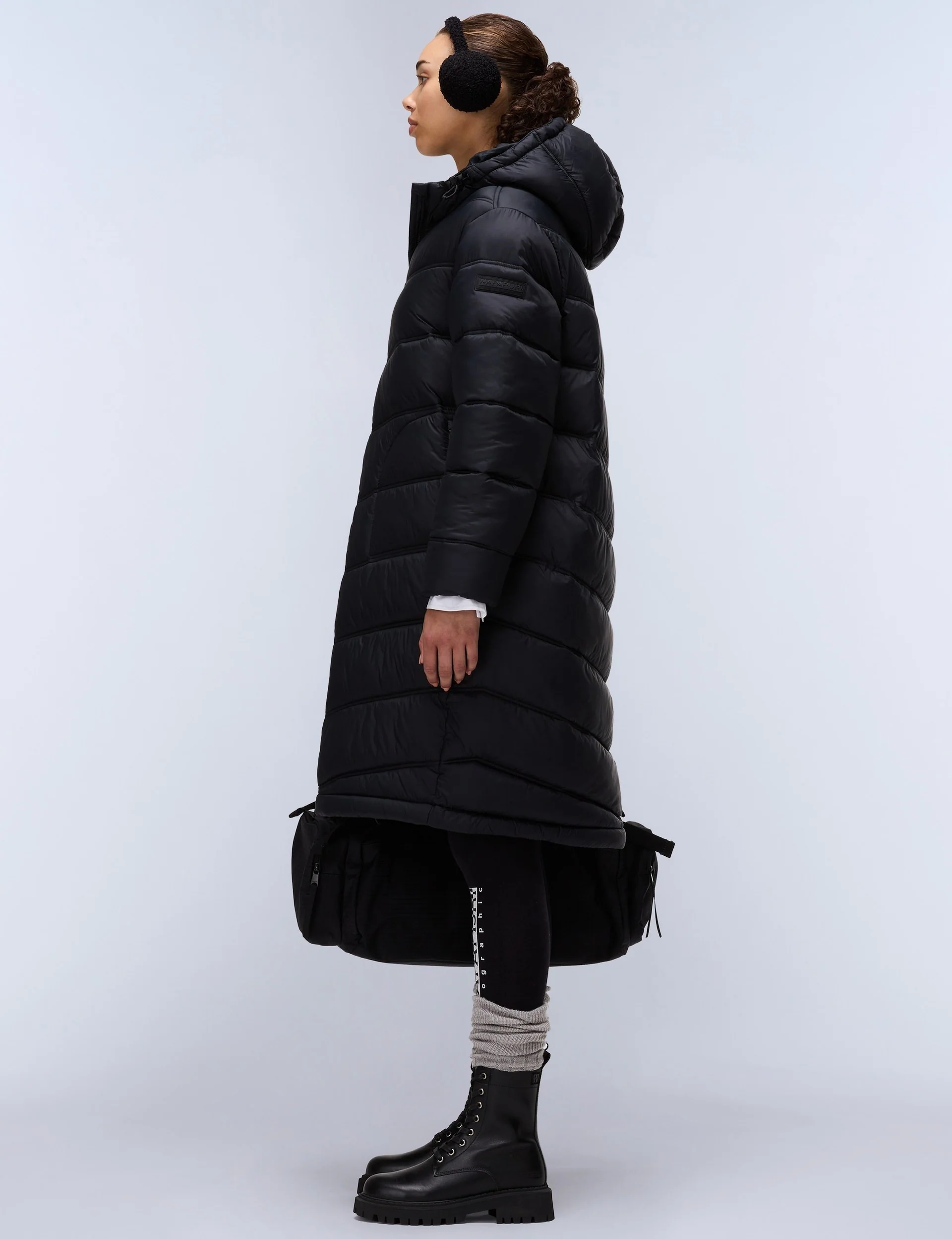 Ega Long Puffer Jacket - Black - Image 2
