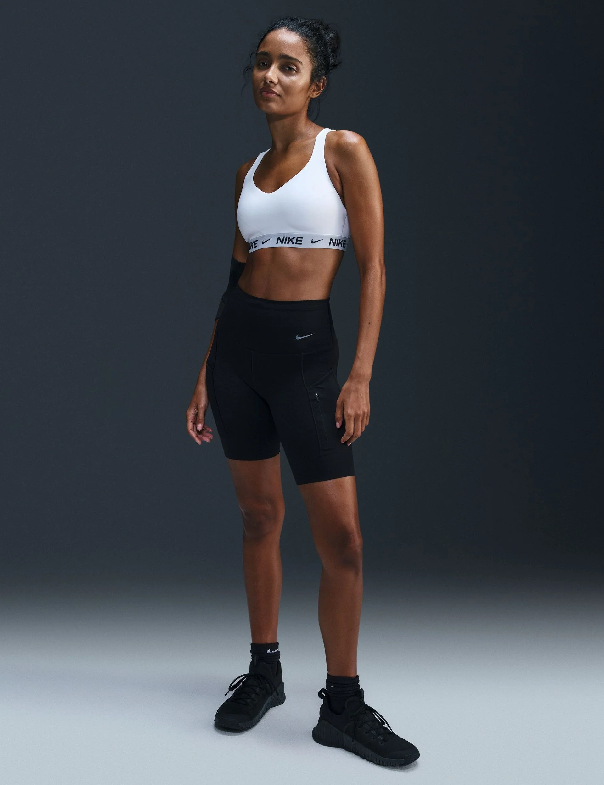 Indy High Support Sports Bra - White/Black - Image 4