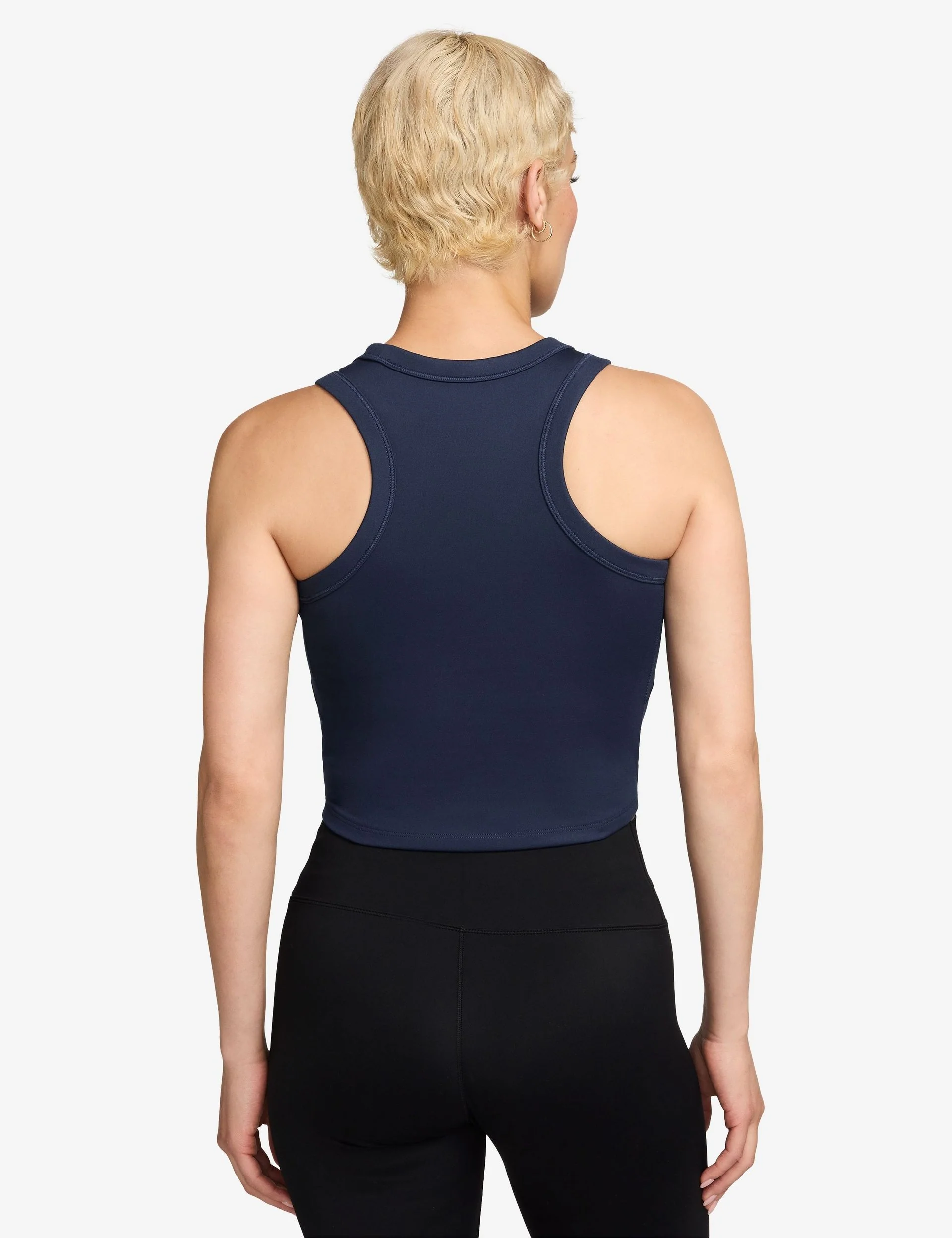 One Fitted Dri-FIT Cropped Tank Top - Midnight Navy/White - Image 2