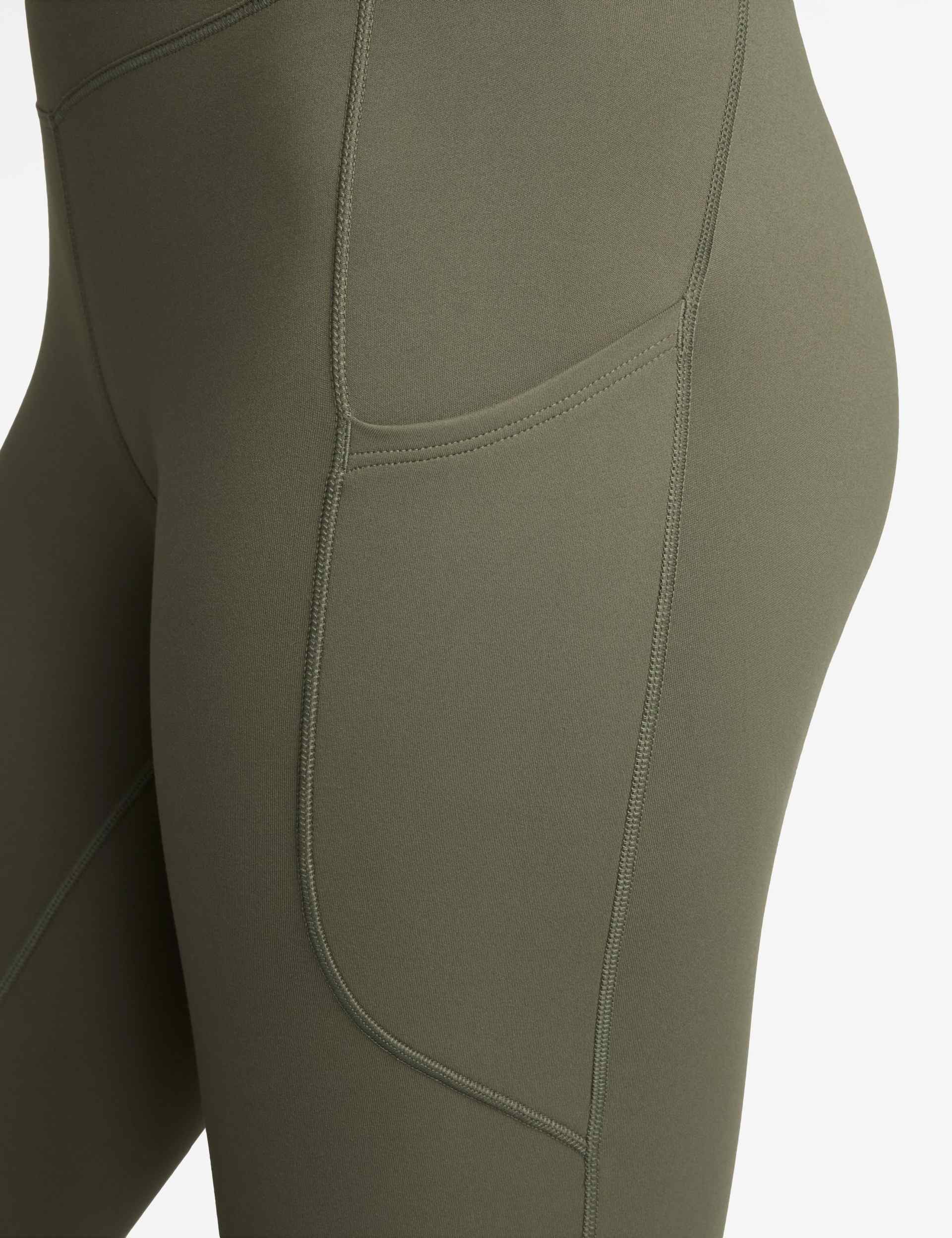 One High Waisted 7/8 Pocket Leggings - Medium Olive - Image 3