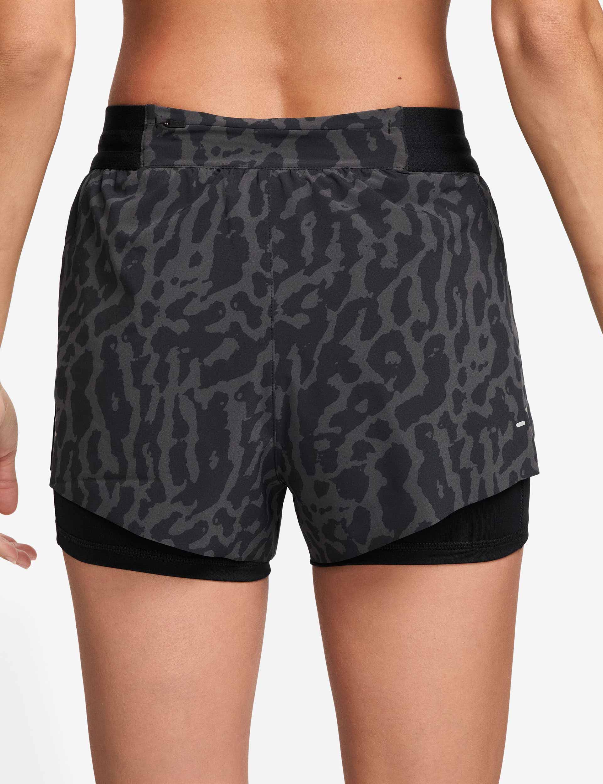 Swift Dri-FIT 2-in-1 Printed Running Shorts - Black/Reflective Silver - Image 3