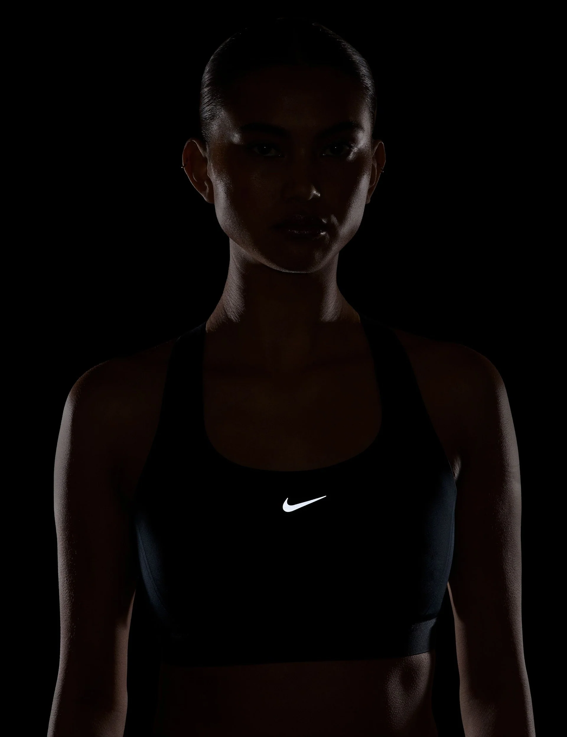 Swift High-Support Lightly Lined Sports Bra - Black/Reflective Silver - Image 2