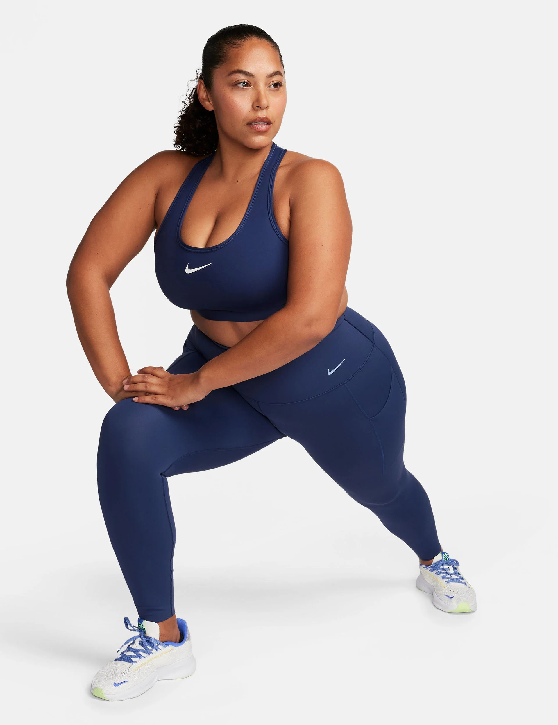 Swoosh Medium Support Bra - Midnight Navy/White - Image 5