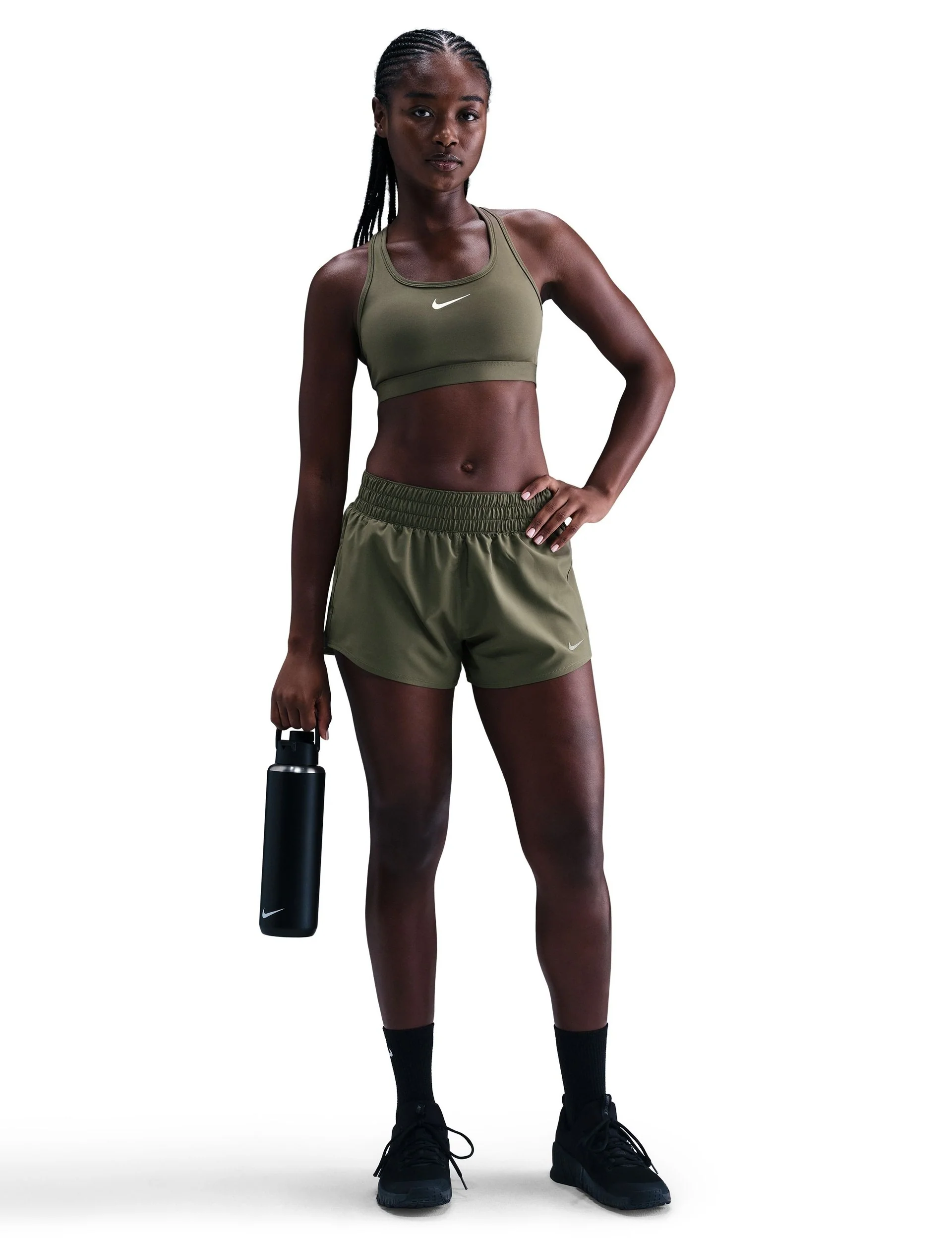 Swoosh Medium Support Bra - Medium Olive/White - Image 4