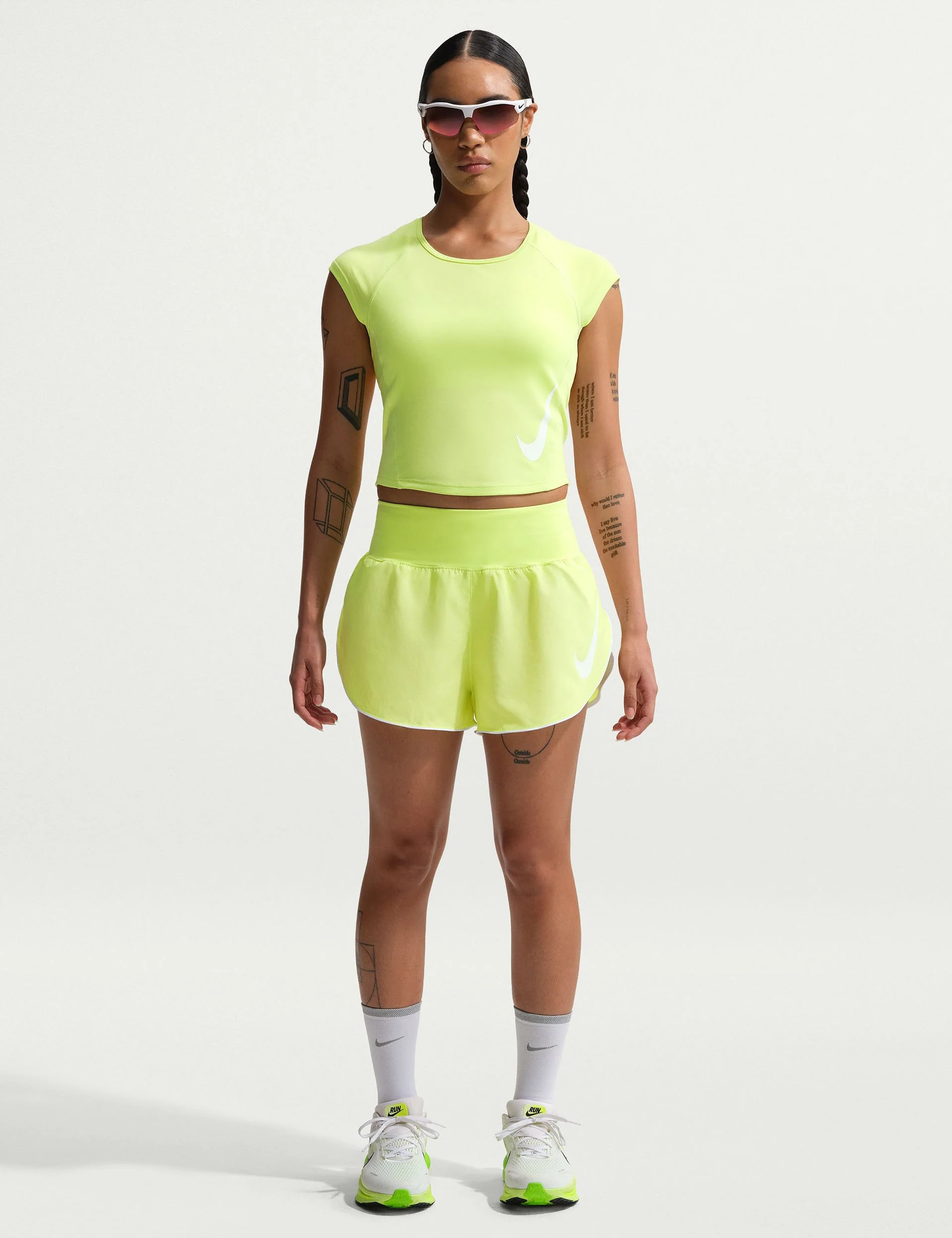 Tempo Flow Swoosh Dri-FIT Running Shorts - Light Lemon Twist/Reflective Silver/White - Image 5