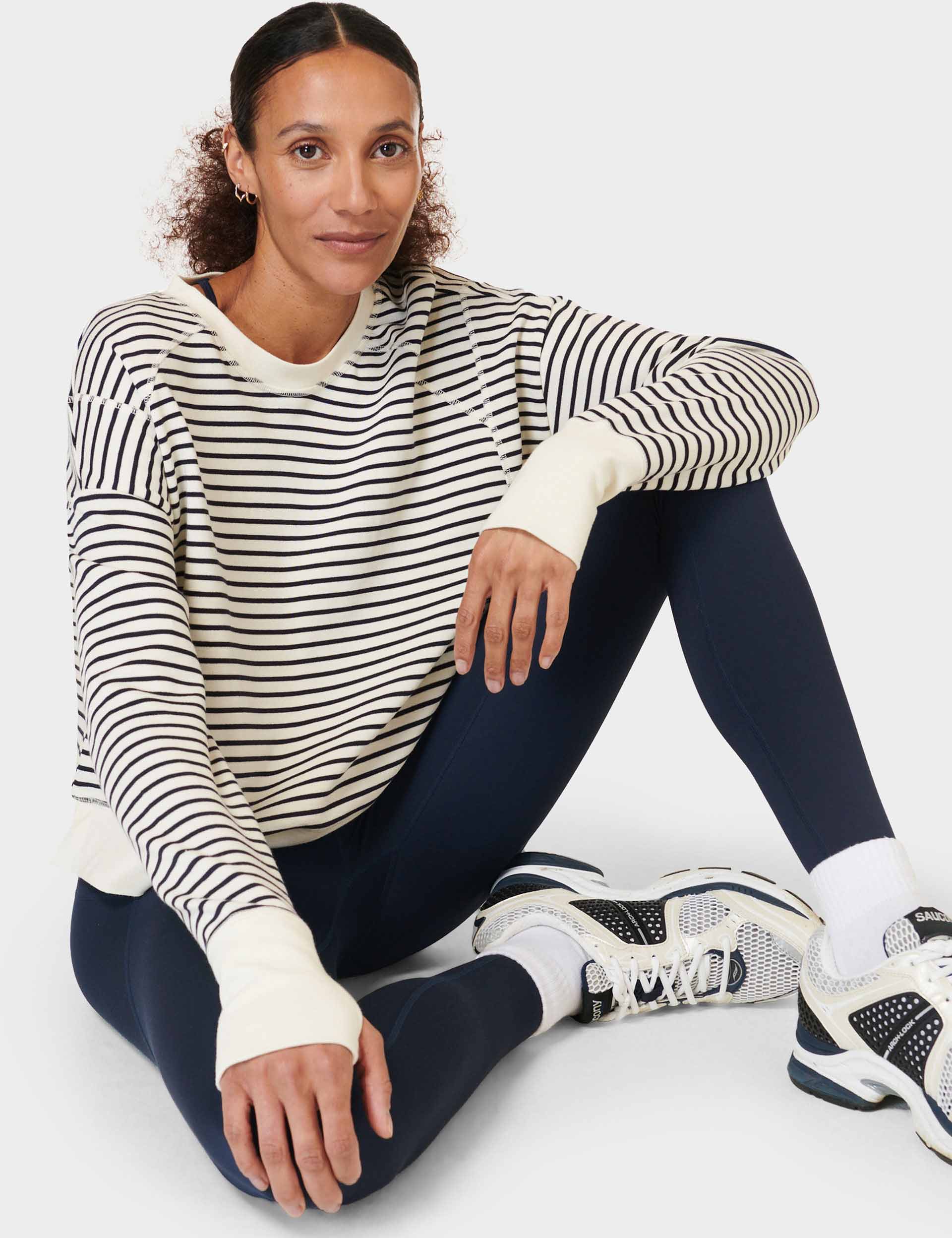 After Class Crop Sweatshirt - Lily White Stripe - Image 6