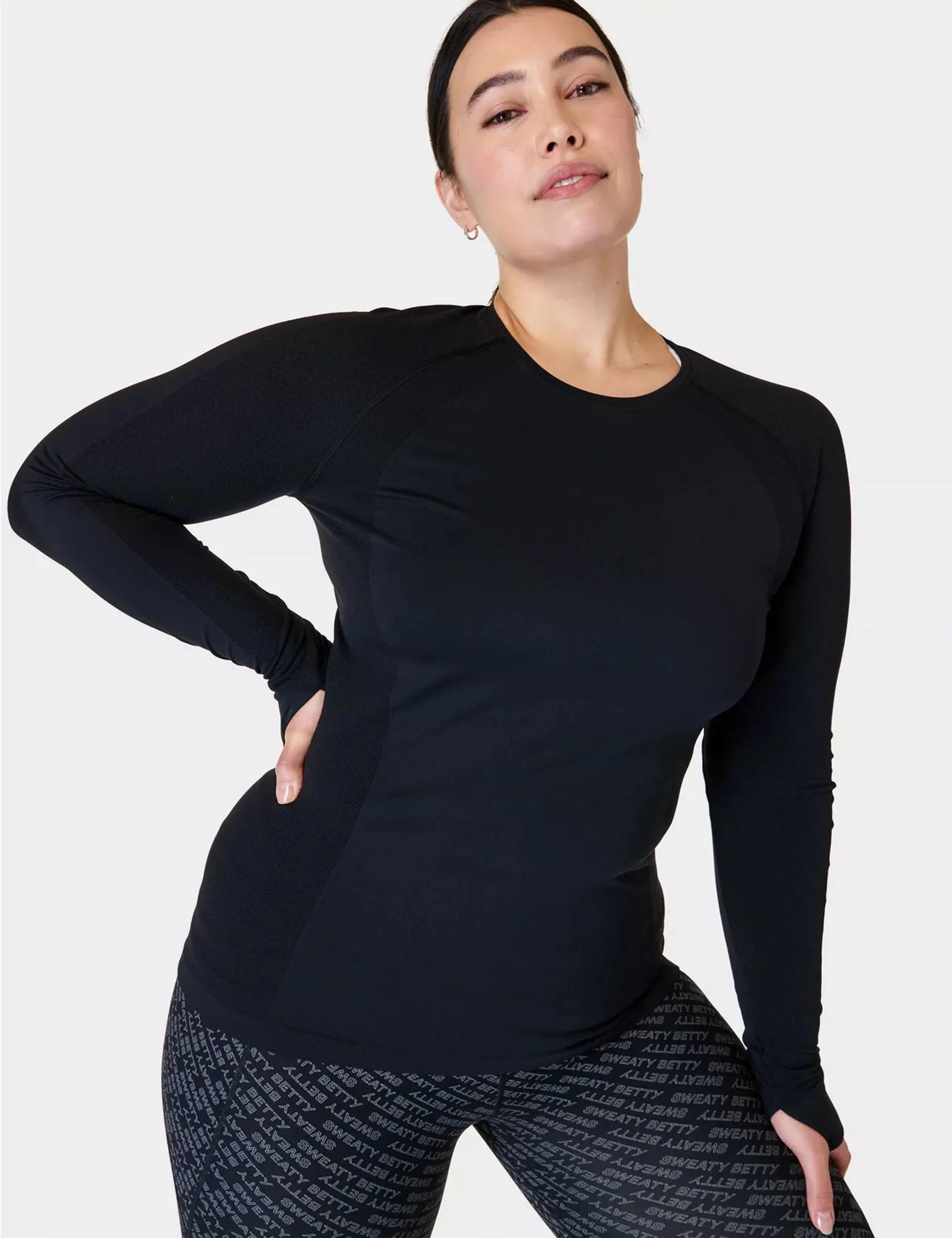 Athlete Seamless Gym Long Sleeve Top - Black - Image 6