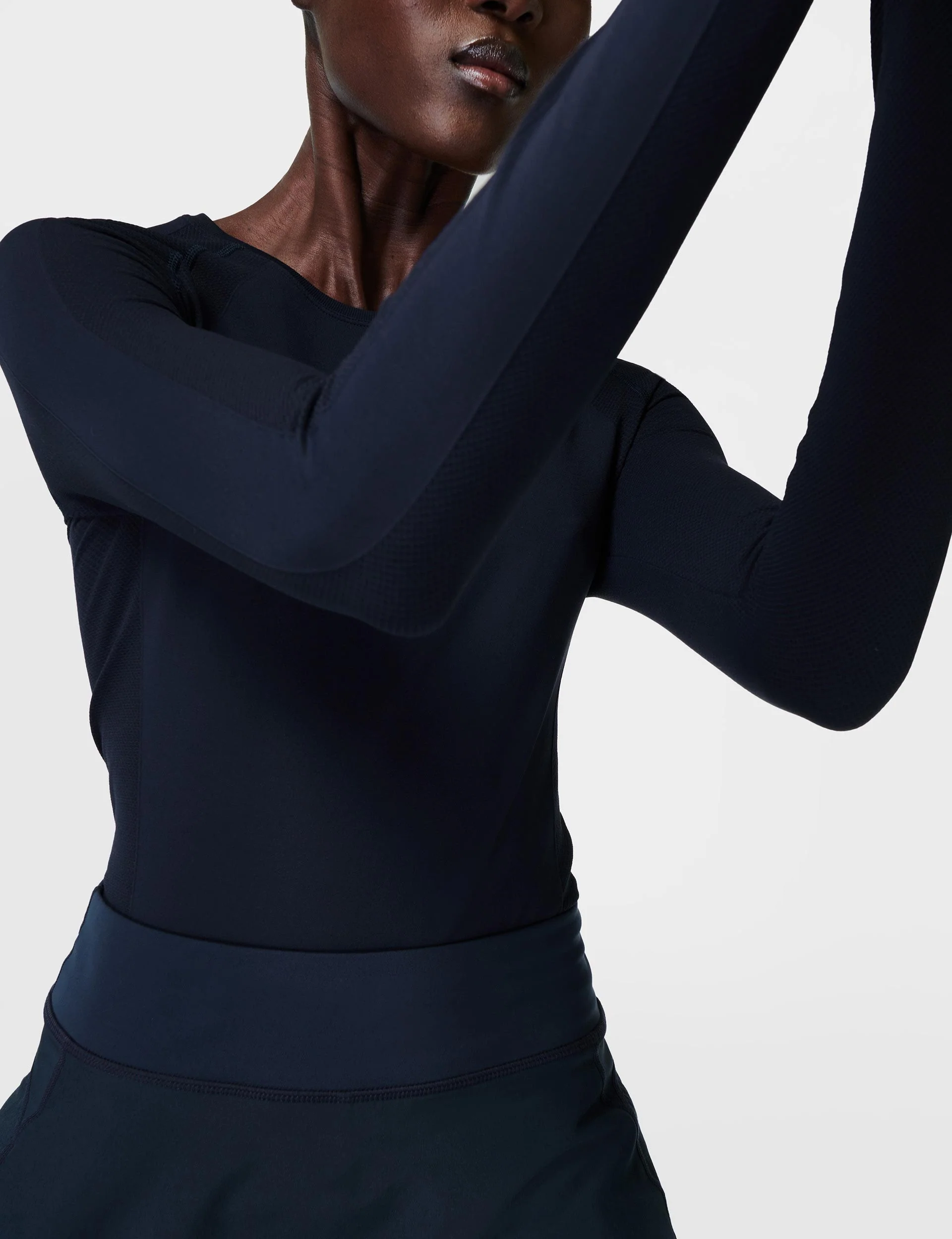 Athlete Seamless Workout Long Sleeve Top - Navy - Image 3