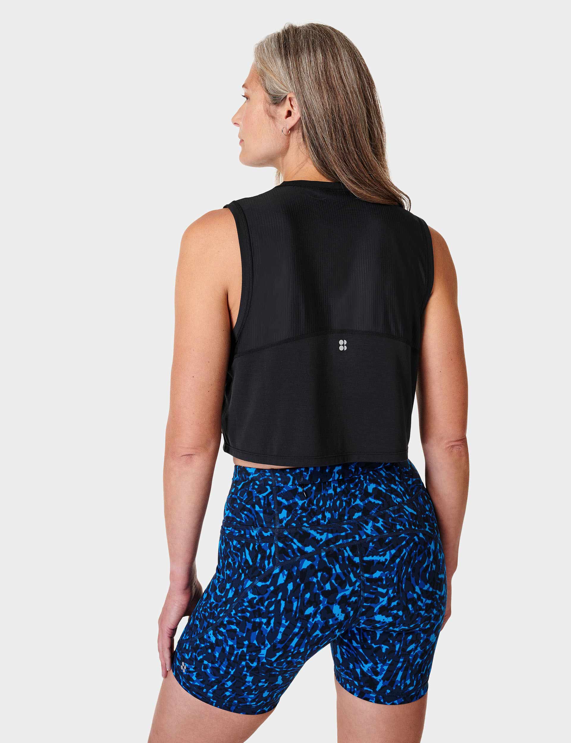 Breathe Easy Crop Muscle Vest - Black - Image 2